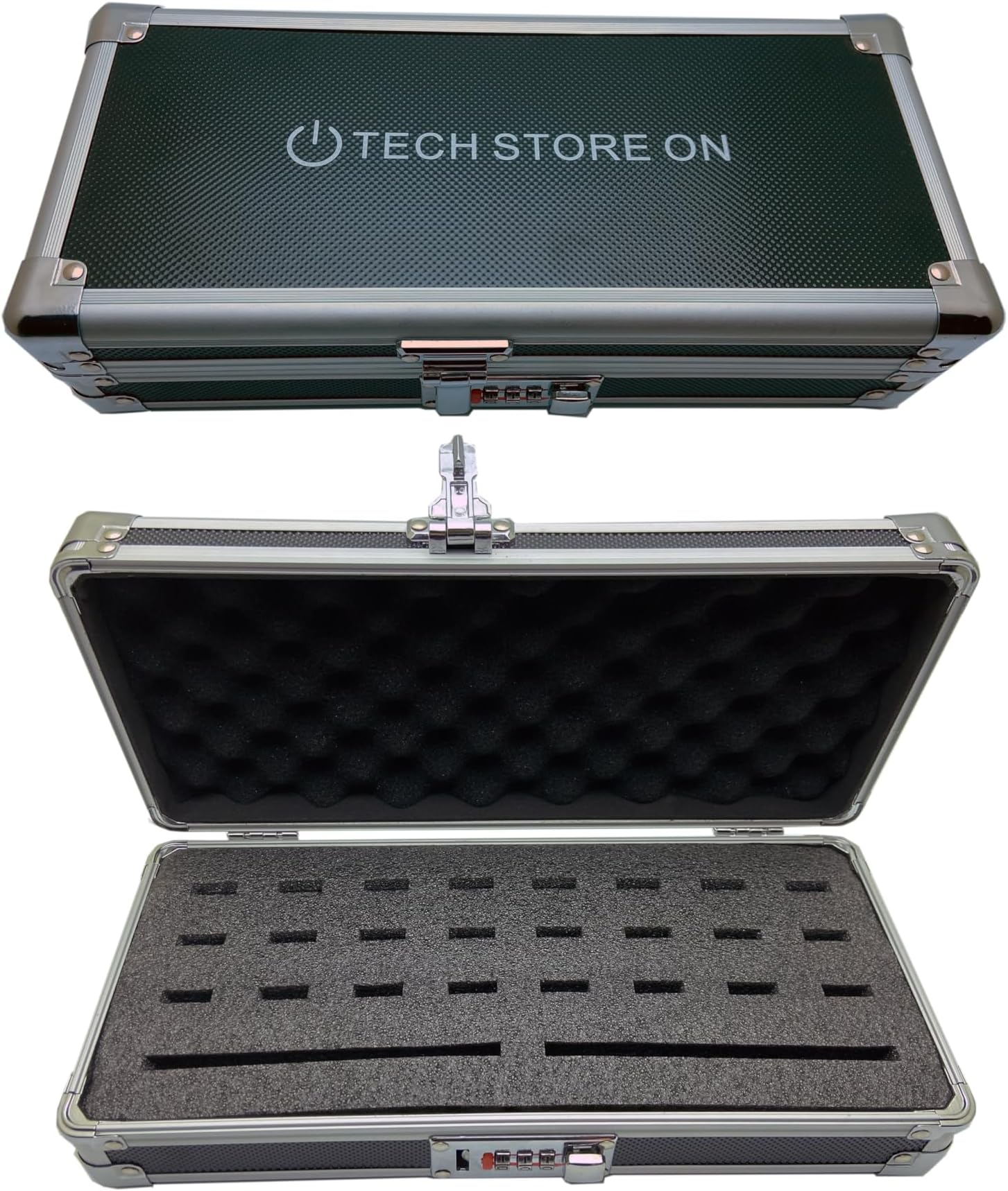 Flash USB Thumb Drive Holder Storage Organizer Case | Antistatic and Shockproof (aluminum, medium, holds 24 USB, 2 HDD slots)
