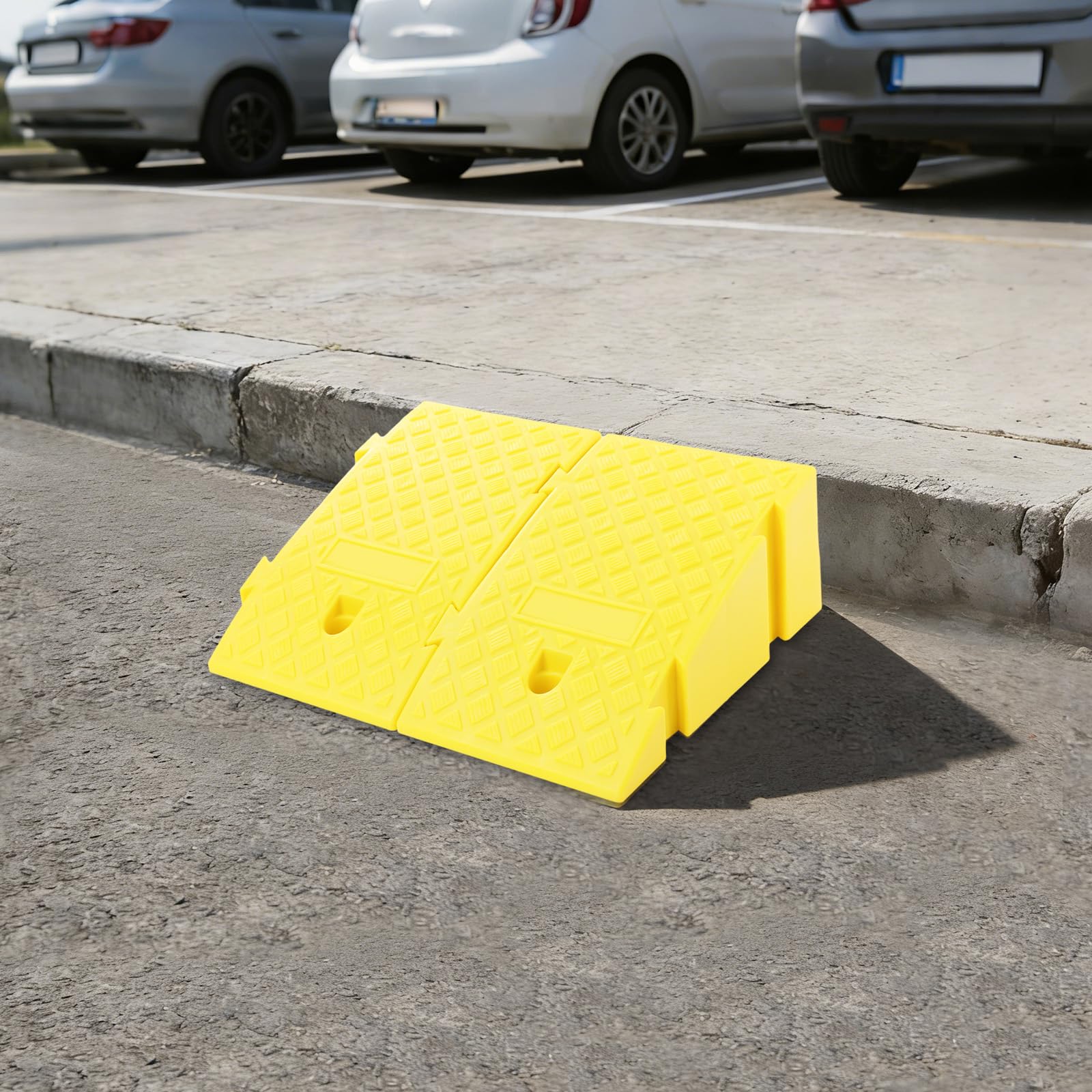 2 pezzi di cordolo rampa da 16 cm di altezza, rampa antiscivolo portatile, rampa per auto assemblabile, 40 x 25 x 16 cm, rampa in plastica per soglia fino a 1,5 tonnellate per bicicletta, moto, sedia