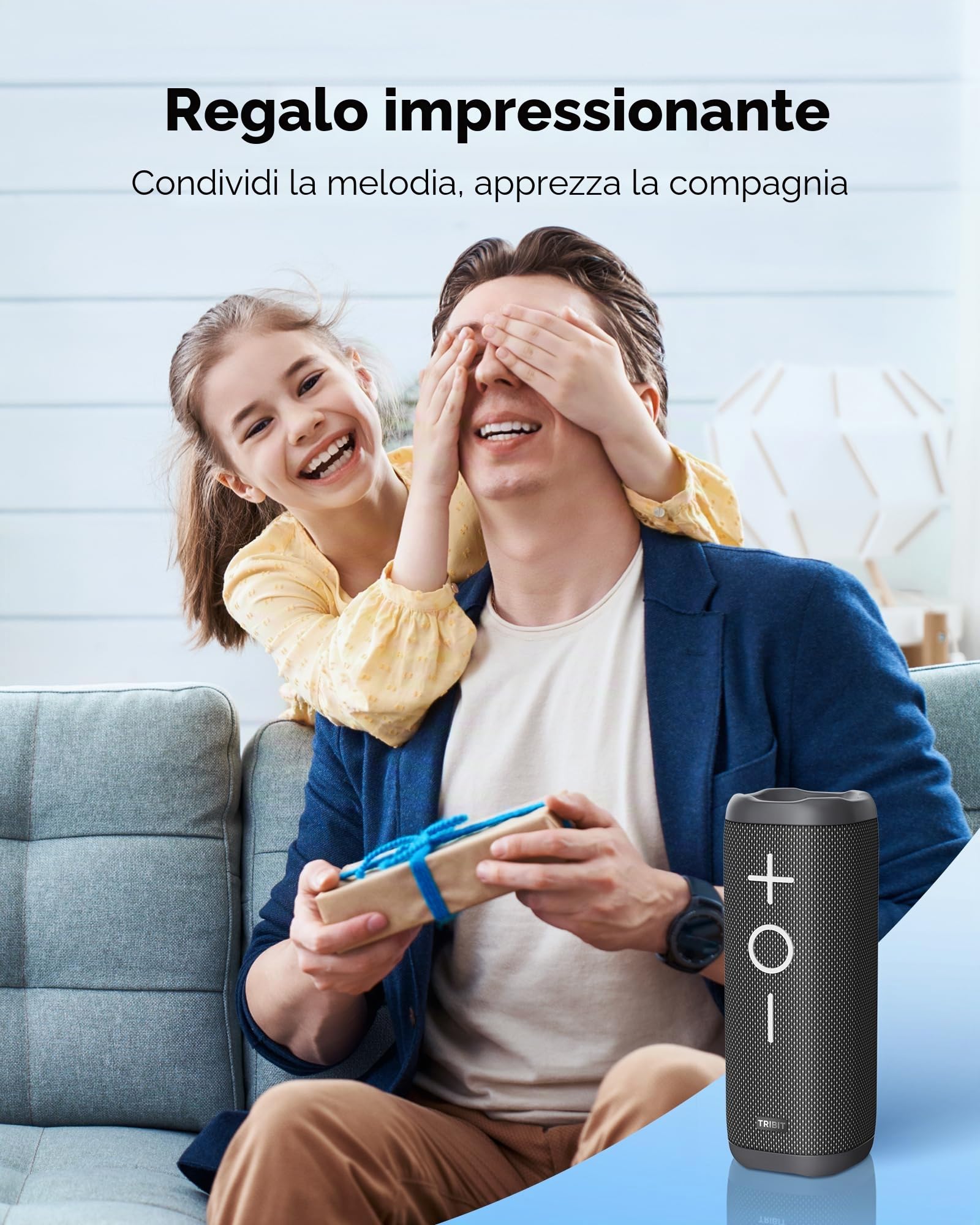 Tribit StormBox 2 Altoparlante Bluetooth da 34W con suono surround a 360°, tecnologia XBass, 24 ore di riproduzione, IPX7, altoparlante portatile senza fili da esterno con collegamento TWS