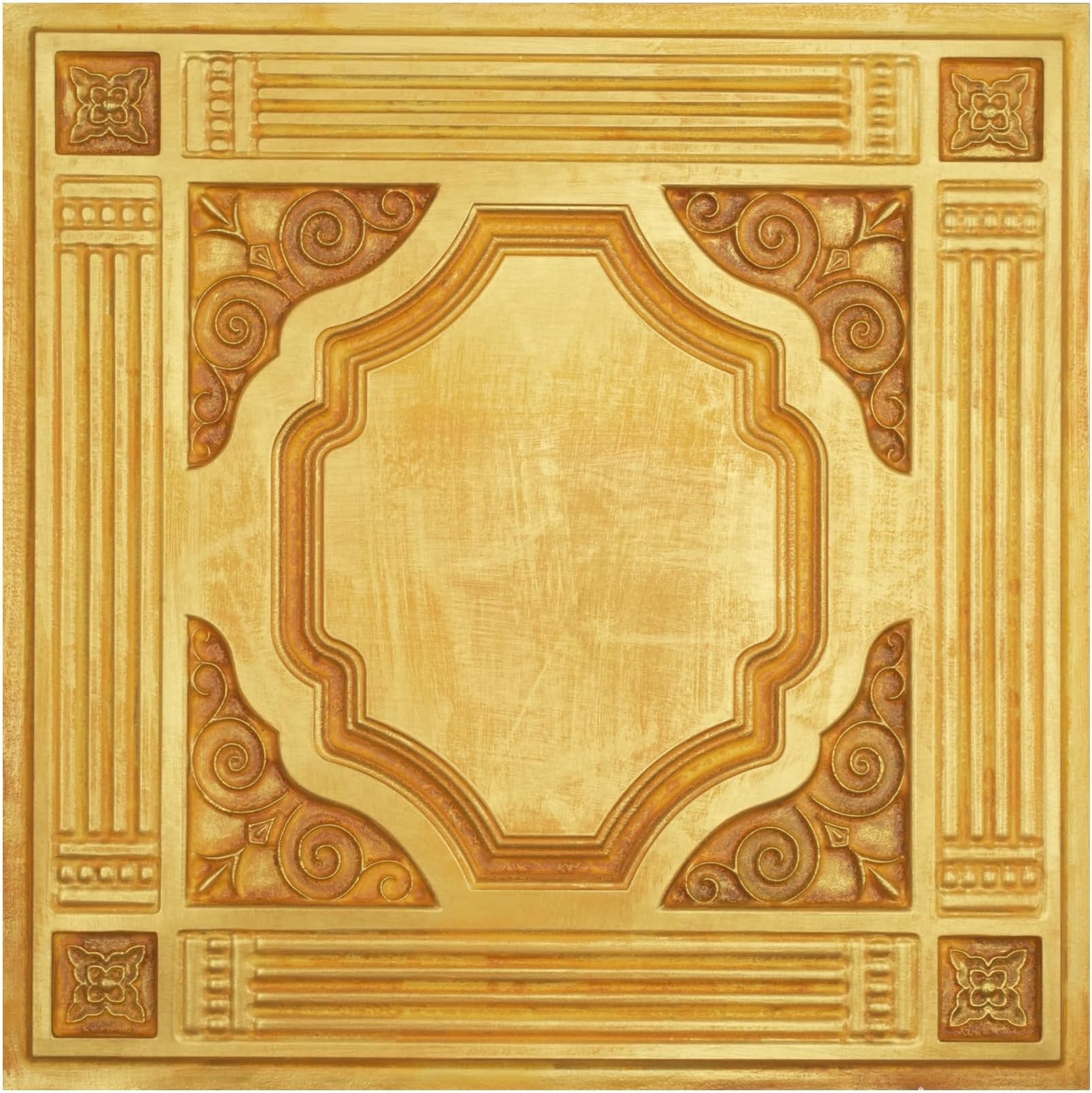 Ceiling tiles Golden Embossed PVC Wall Panels 10 Pack 40 sq.ft Easy to Install Decorative Tiles for Interior Walls