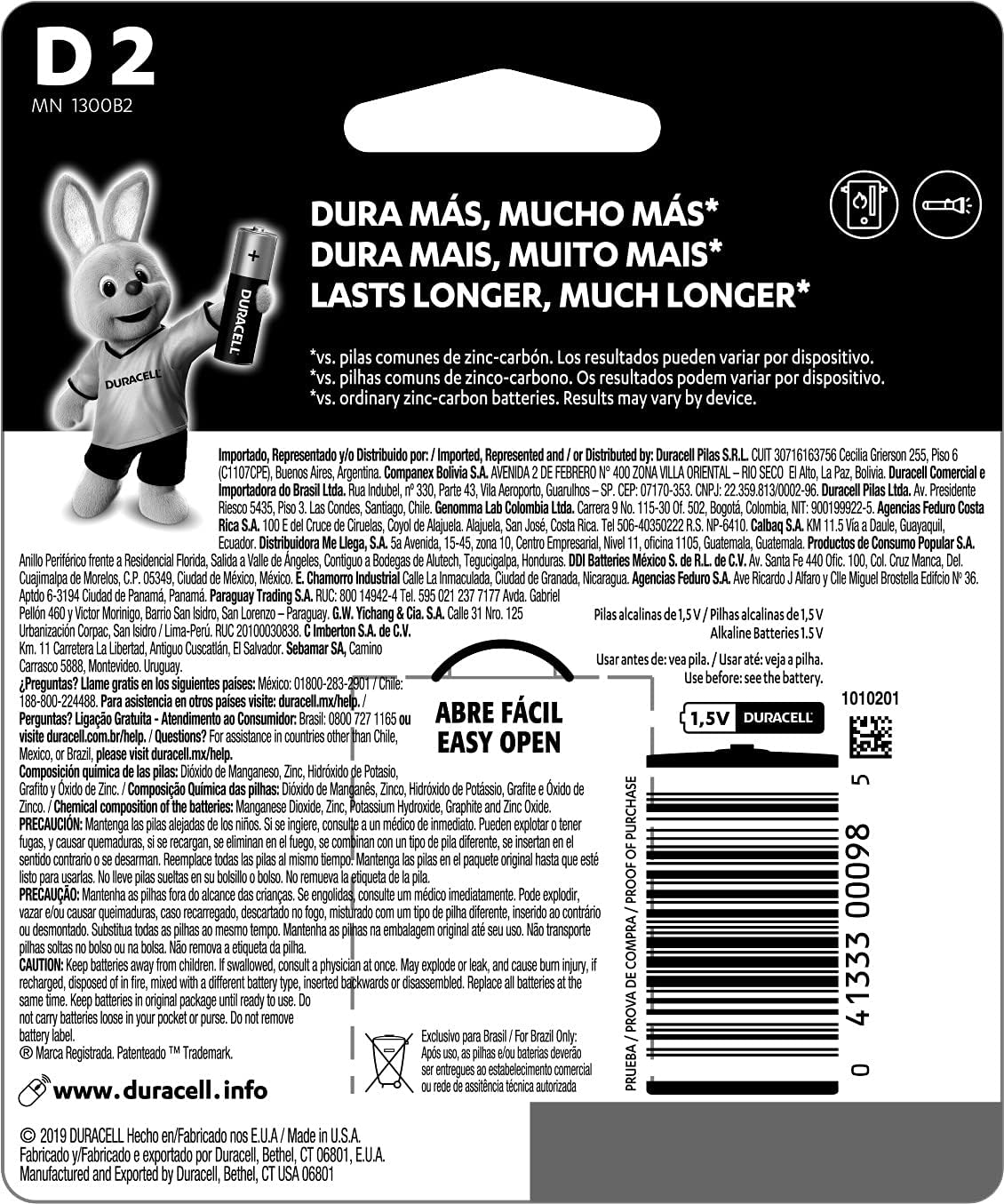 Duracell Pilha Alcalina D Grande Com 2 Unidades