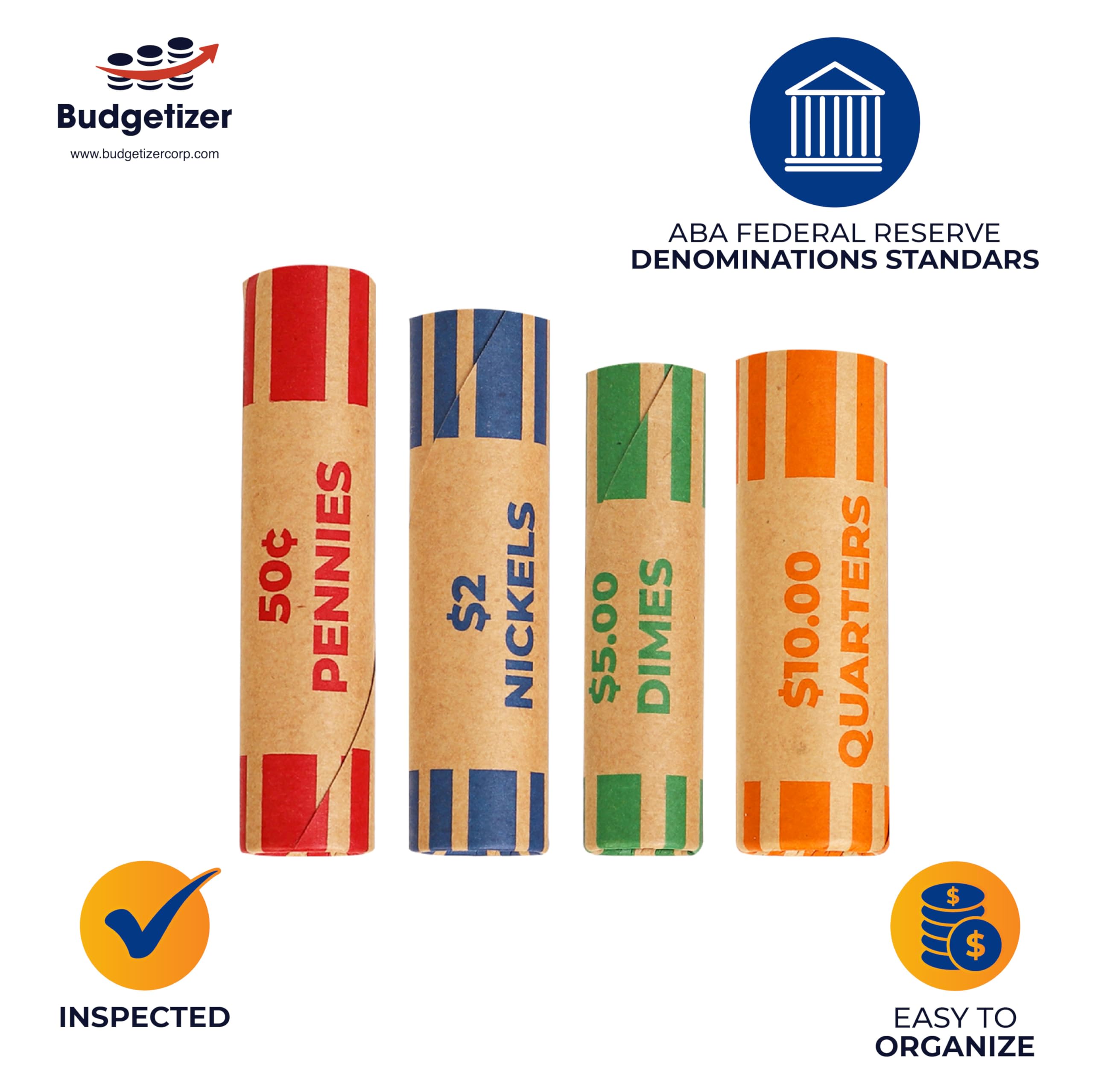 Budgetizer 32 Premium Assorted Preformed Coin Wrappers