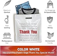 Vista 2 de White Thank You Merchandise - Bolsas de plástico para compras – Paquete de 100 bolsas de plástico de 20 x 20 pulgadas de grosor con asas troqueladas