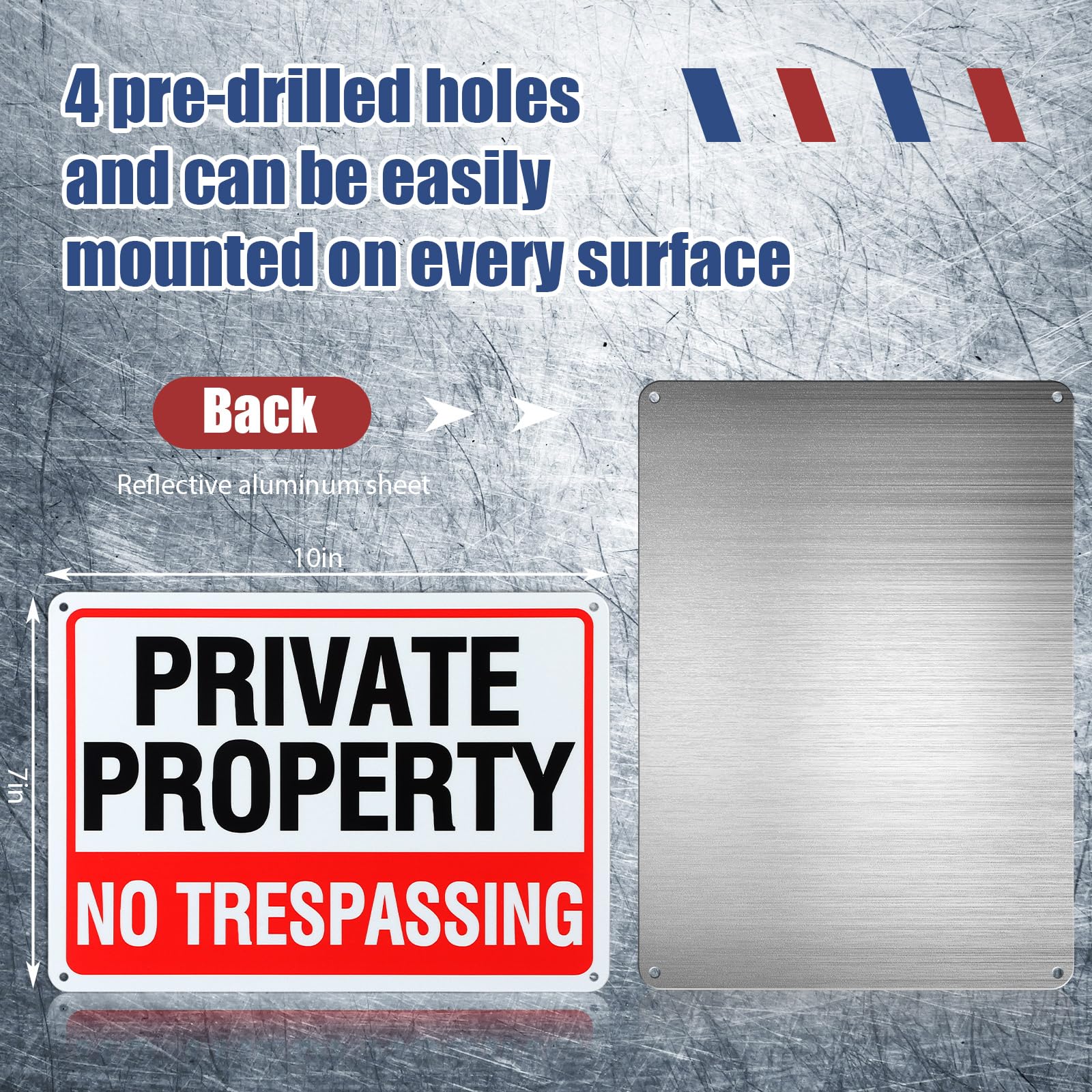 Yaocom Paquete de 30 letreros de no Trespassing de propiedad privada de 10 x 7 pulgadas, letreros de aluminio sin óxido con 4 agujeros para mantener fuera advertencia de residencia privada, duradero