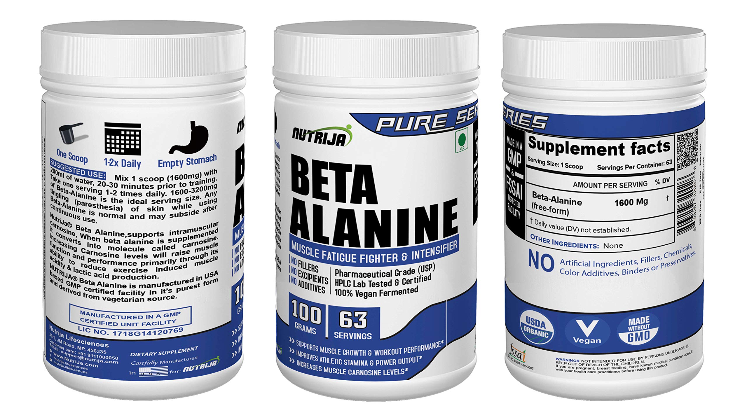 NutriJa Beta Alanine Powder 100g - Unflavoured | Pre Workout Amino Acid Supplement | For High Intensity Training, Workout Endurance & Active Lifestyle | Gym Supplement 2