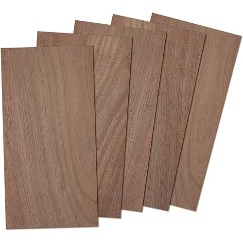 Walnut Wood Sheets Thin Lumber, Black Dark Unfinished Board for Crafts - Pack of 5 by Craftiff
