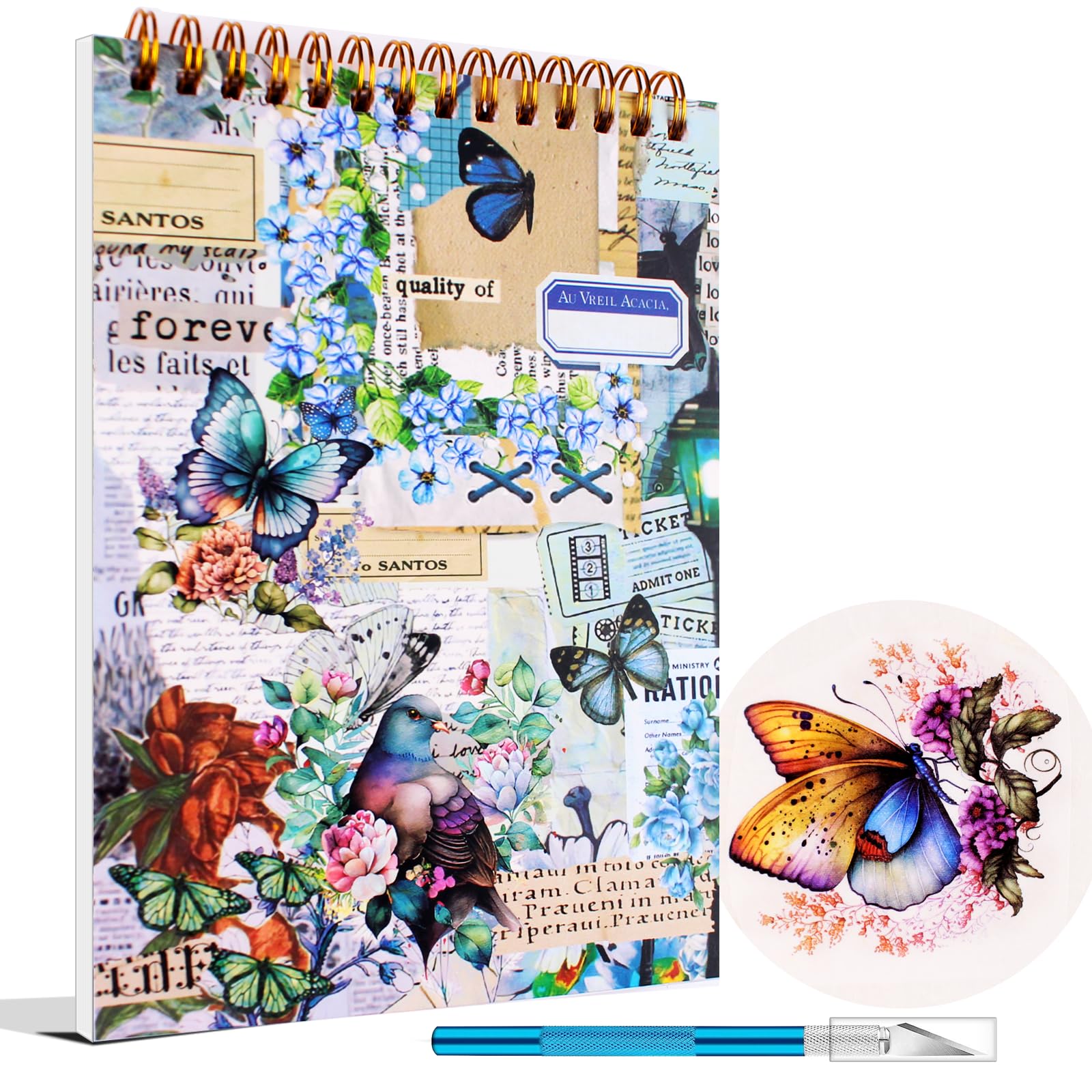 Diuhofart Vintage Washi Sticker Book for Journaling - 900+ Scrapbooking Stickers, Ephemera for Junk Journal Supplies DIY Crafts Arts Decorative 50