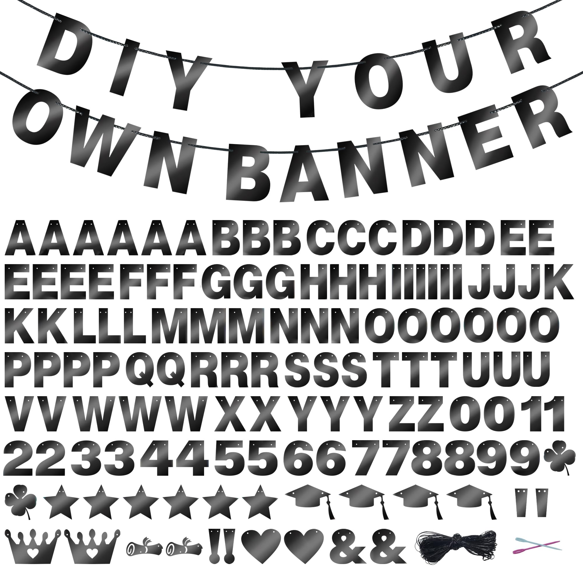 Photo 1 of 131 PCS Custom Banner DIY Letter Banners Personalized Banner for Birthday Congratulations Wedding Party Banners Black 5-inch