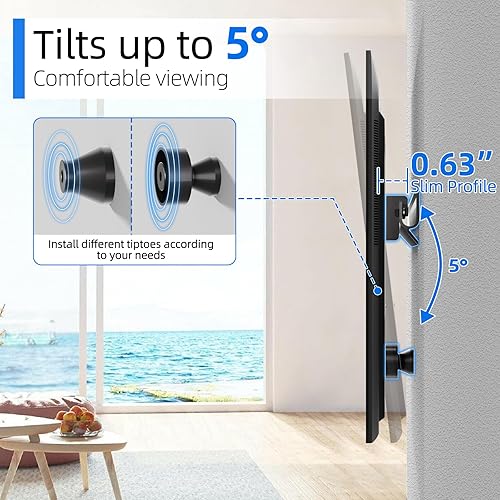 Miniatura 4 de Auoace Soporte de TV para paneles de yeso sin pernos para televisión de 32 a 75 pulgadas, soporte de pared para TV sin taladro, soporta 150 libras,