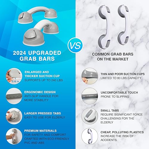Miniatura 7 de Barras de agarre para ducha barras de agarre para bañeras y duchas, asas de ducha para succión de ancianos, barras de agarre para personas mayores