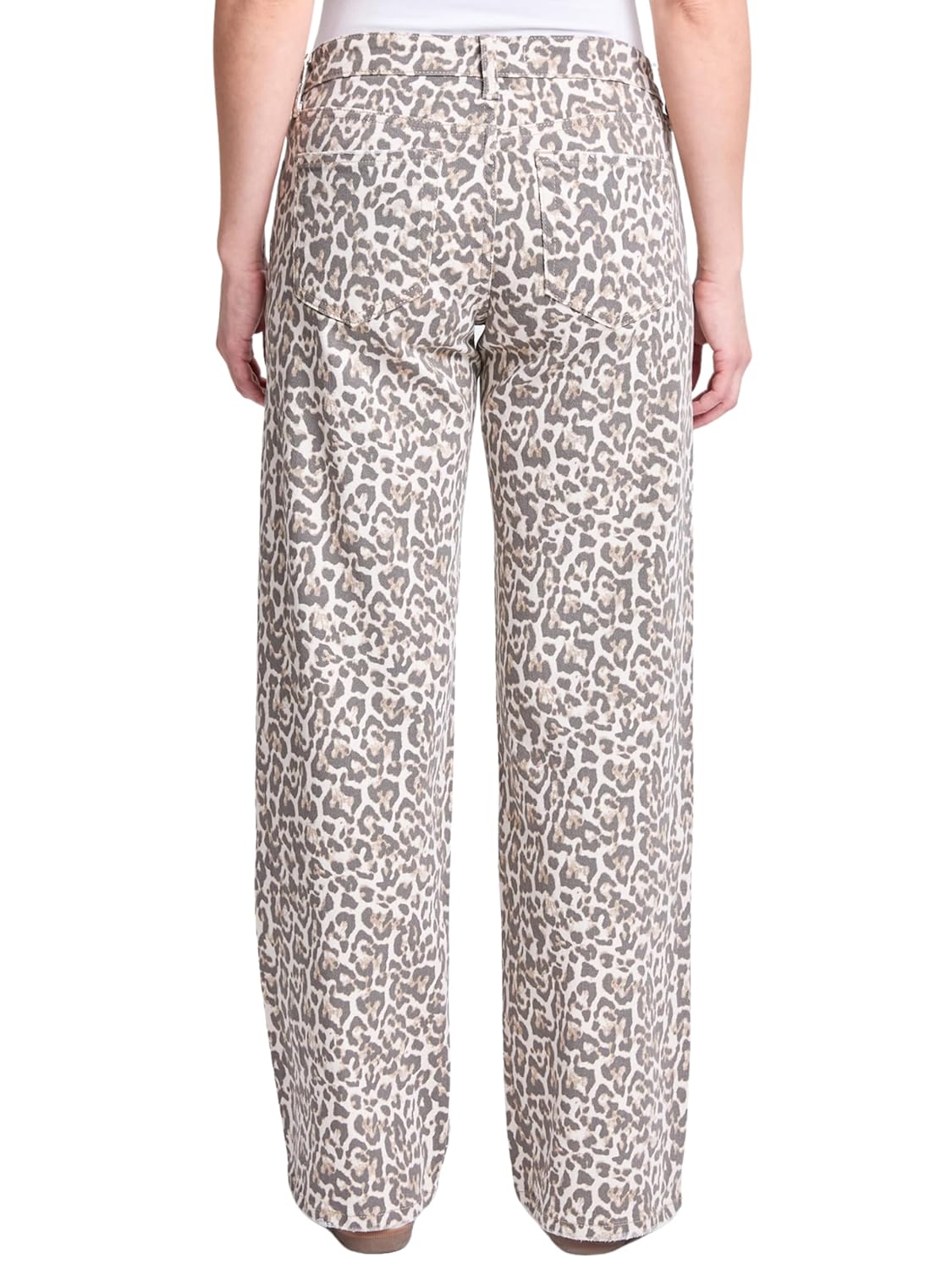 YMI Women's Brittany Low Rise Wide Leg Animal Print Jeans, Light Leopardo, 7