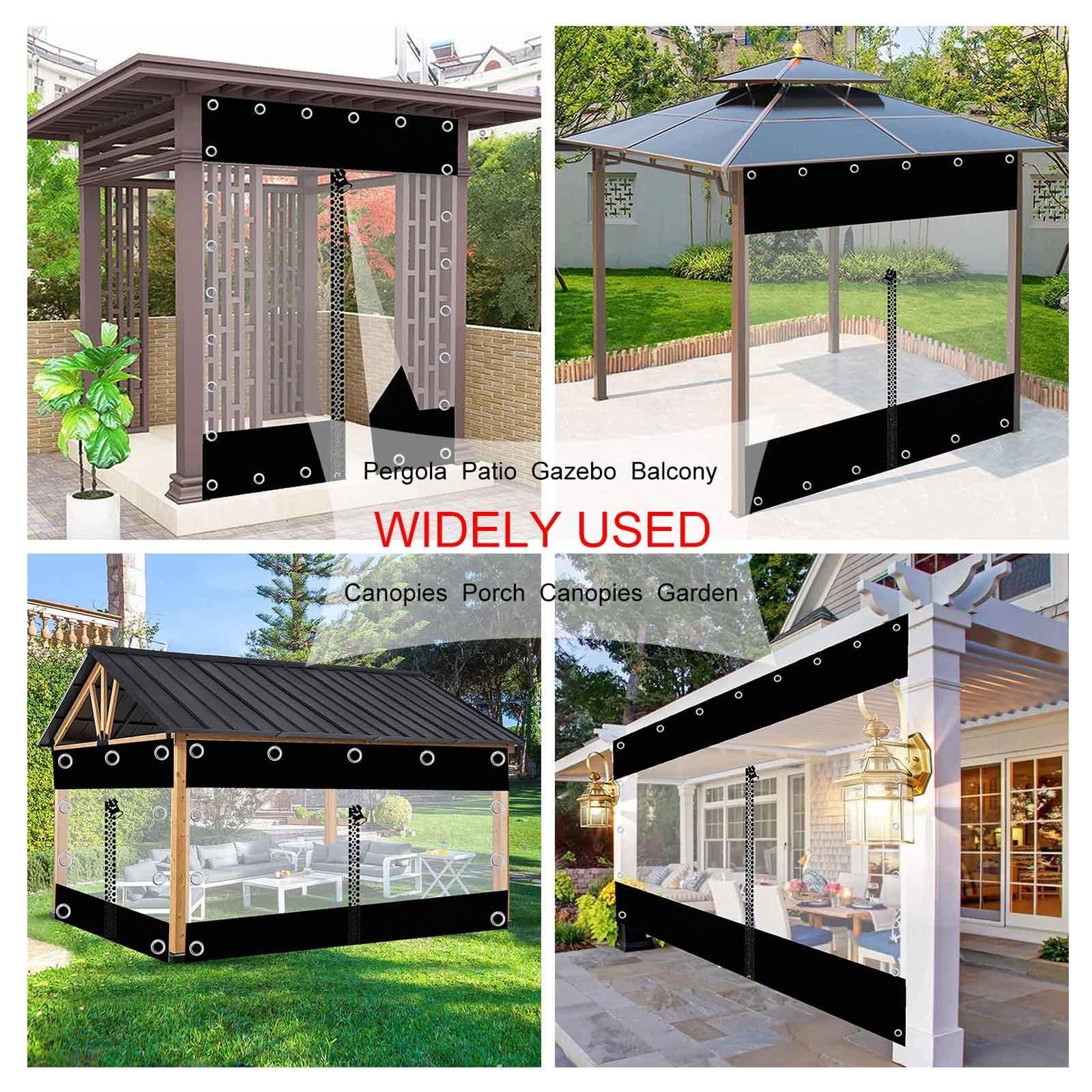 Rideau De Bâche Transparent Imperméable Extérieur 3.5x2.5m - Panneau Latéral Pergola Gazebo Avec Fermeture Éclair, Étanche Et Robuste