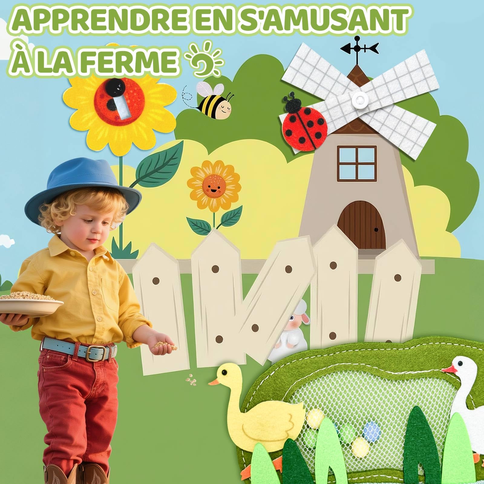 Busy Board Francese, Giochi Bambini 2 Anni, Libro Montessori Interattivo, Quiet Book Sensoriale Educativo, Regalo Bimbo Bambina 1 2 3 4 5 Anni, Giochi Montessori 1 Anno