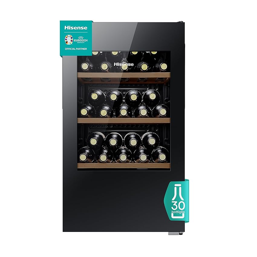 Immagine del prodotto Hisense MWC4894GF - Cantina Vino 30 bottiglie, Monotemperatura, Vetri Anti UV, Ripiani in Legno, Display Touch, Illuminazione Led, Anno 2023