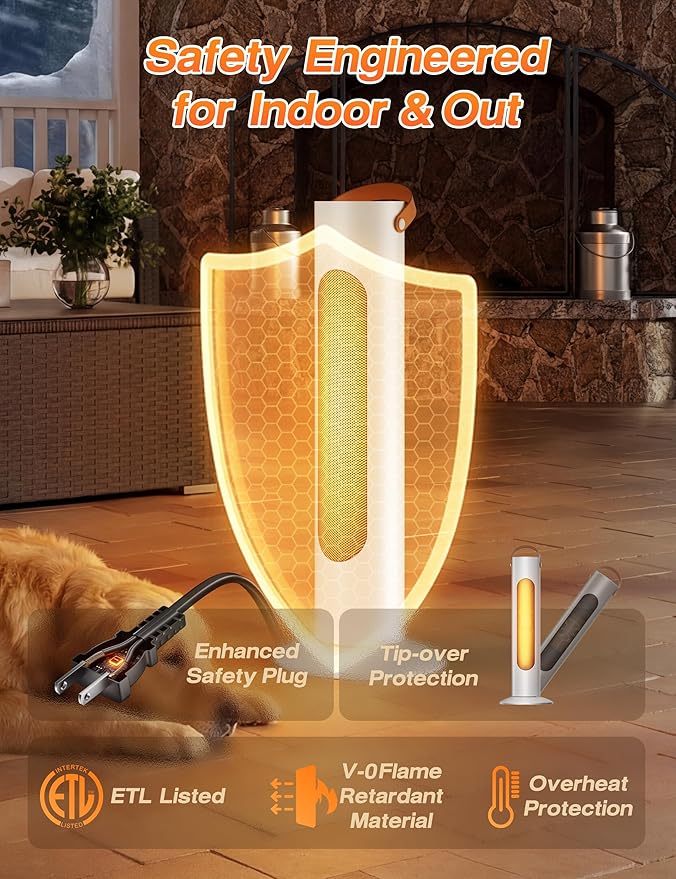 Calefactor Eléctrico Portátil Torre 1500W Oscilante con Ventilador miniatura 6