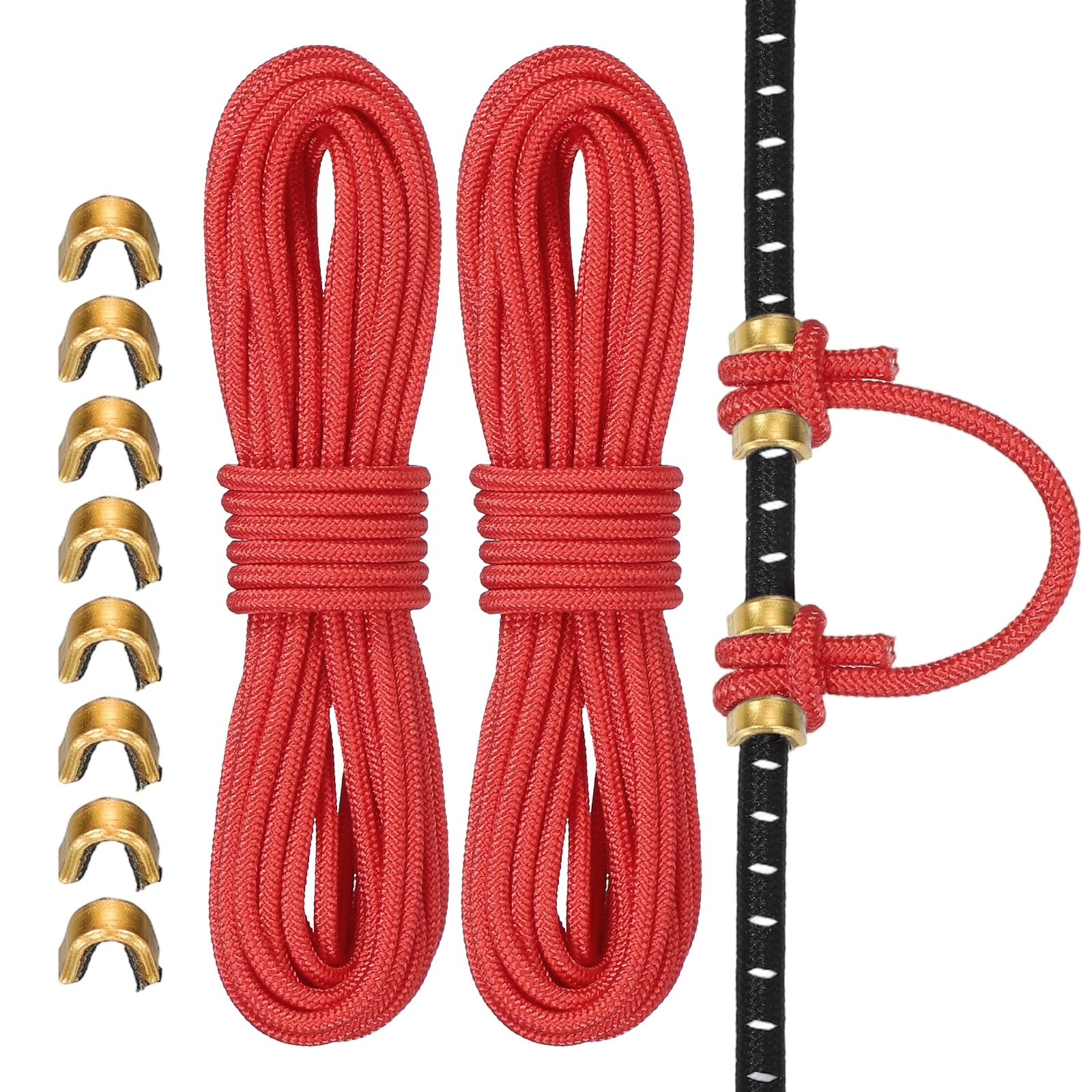 YELARXI Archery D Loop Rope, Bow String D Loop Rope Thread Release Material with Brass Nock Points 10 ft & 2 Pcs & Red -Fitting for (Compound Bow Strings/Archery Accessories)