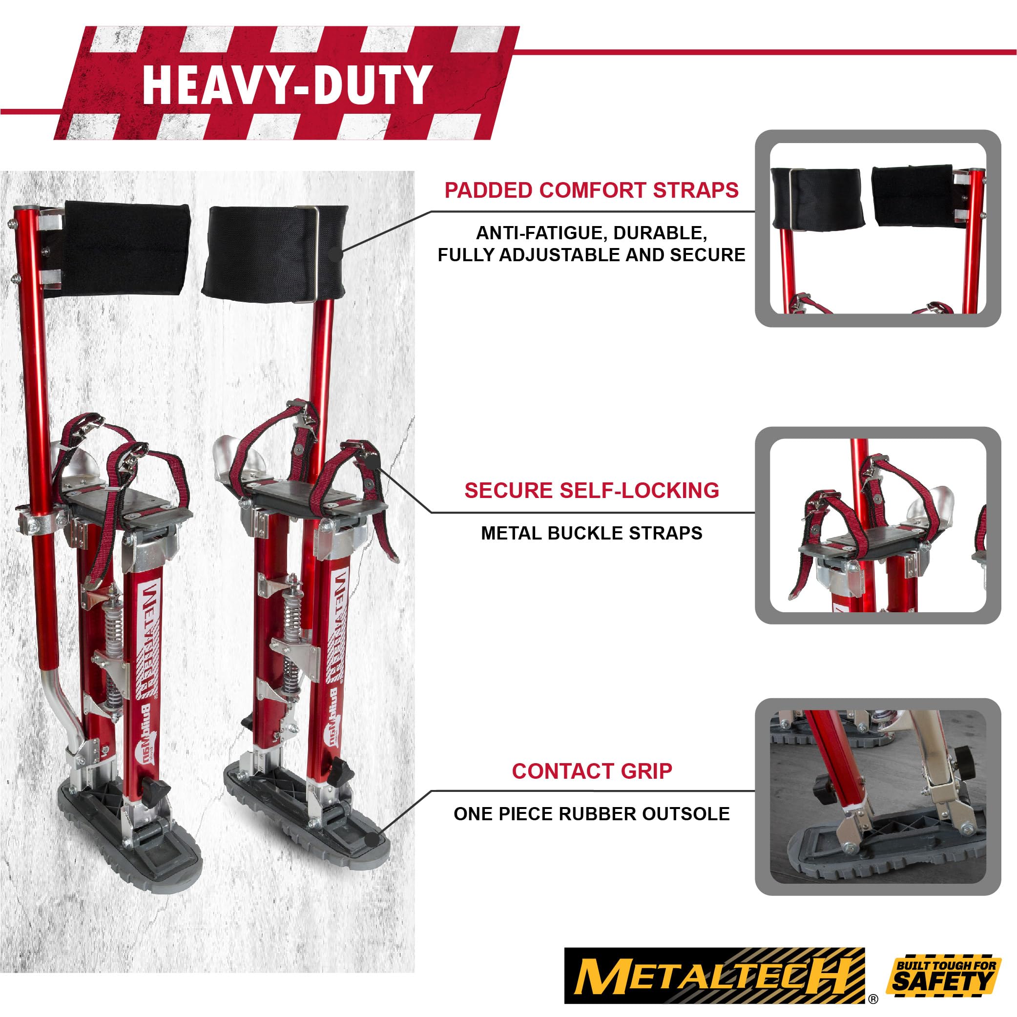 Metaltech I-BMDS2440 Trampoli Regolabili da 61 a 101,6 cm (1 Paio), Rosso, 24-40 Po