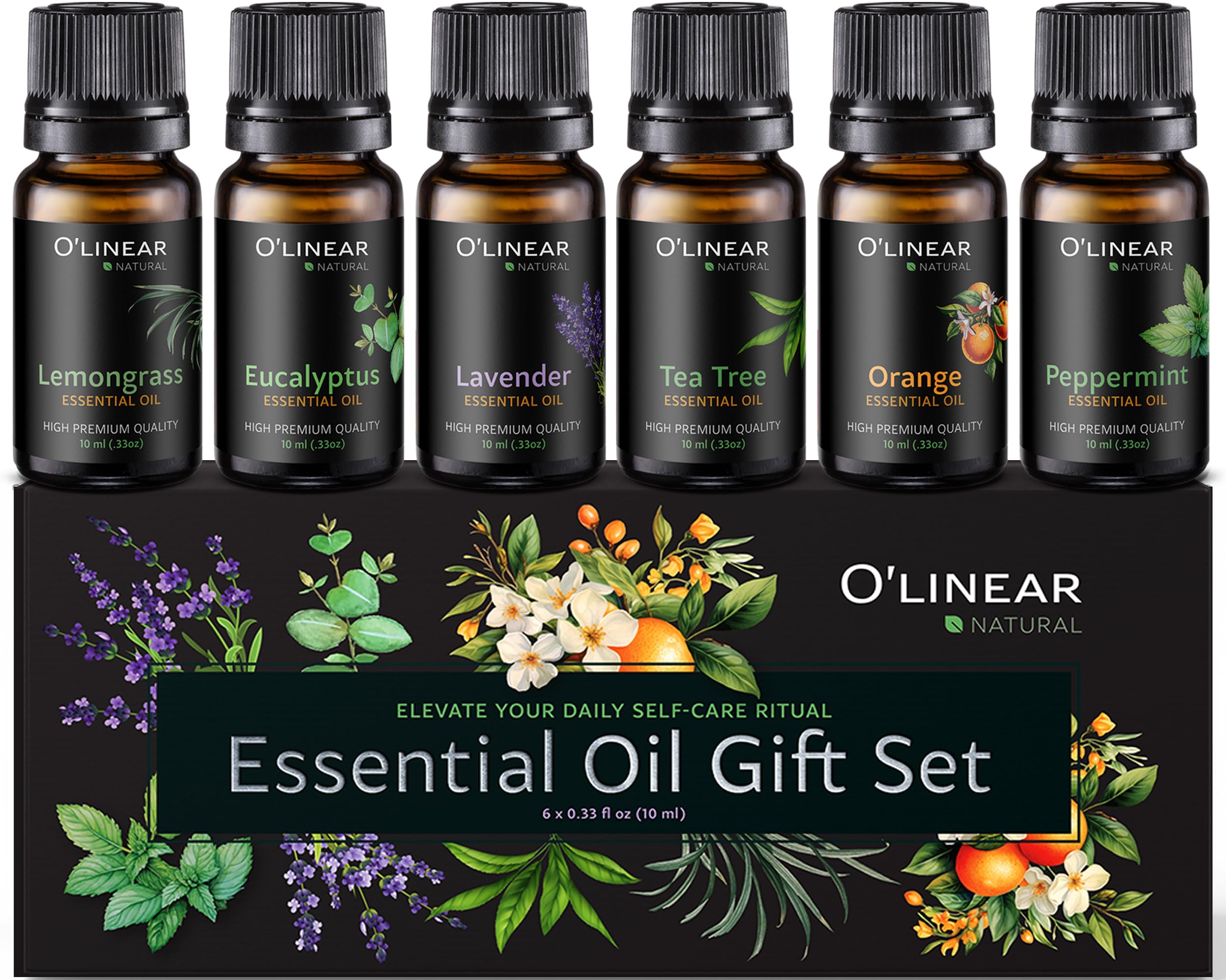 Lot d'huiles essentielles – 4 huiles et 2 mélanges, 6 meilleures huiles essentielles pour diffuseurs pour la maison, le soulagement du stress, le sommeil sérénité, aromathérapie, menthe poivrée,