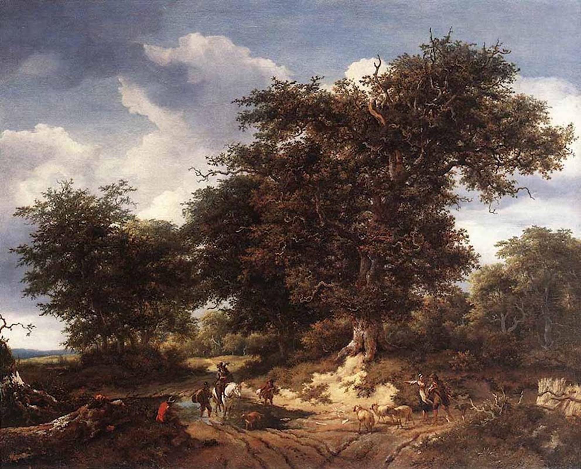 POSTERIIk Vintage Classic Picture Landscape Artwork the Great Oak by Jacob Van Ruisdael Portrait Canvas Painting for Office Home Decor 60x90cm