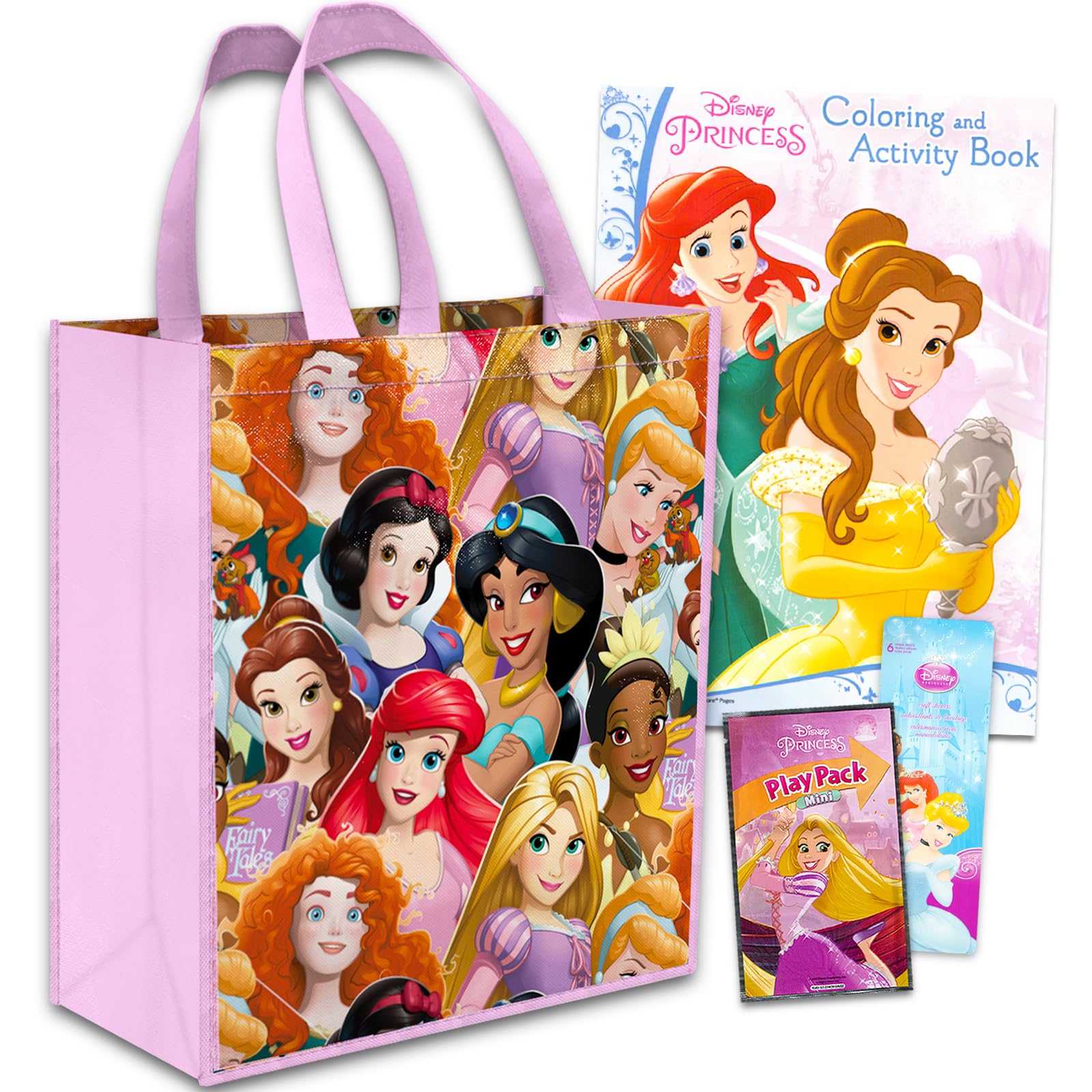 Disney Princess Travel Bag Activity Bundle - Tote Bag Set for Kids with Coloring Book, Princess Stickers, and More (Disney Princess Bag for Girls)