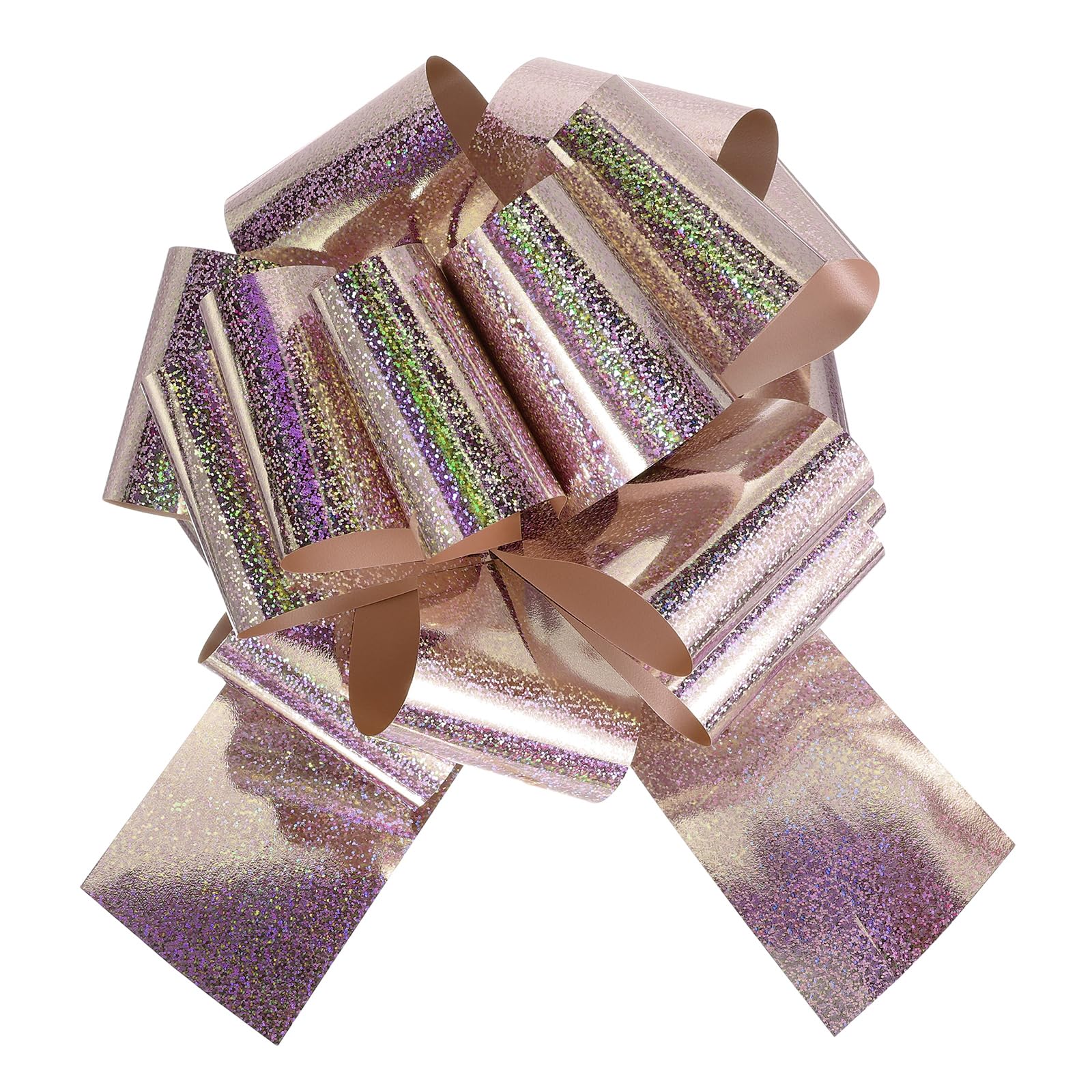 sourcing map 10 Inch Giant Large Pull Bow 1 Pcs Big Glitter Metallic Car Bows Ribbon for Wedding Presents Gift Wrapping Christmas, Rose Gold