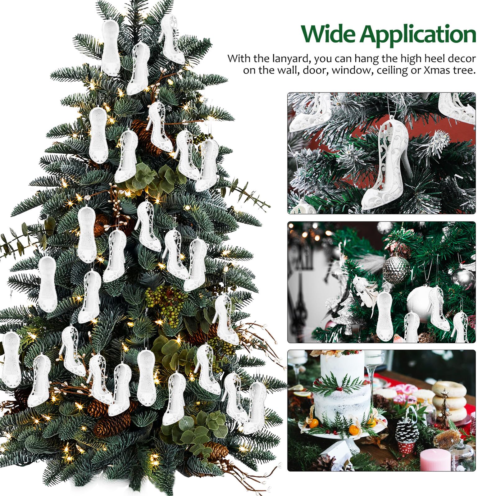 Schaumstoff Weihnachtsbaum Anhänger mit High Heels 24 Stück | Lanyard, Wiederverwendbar und Leicht zu Nutzen, für Xmas Tree und Geburtstagsparty
