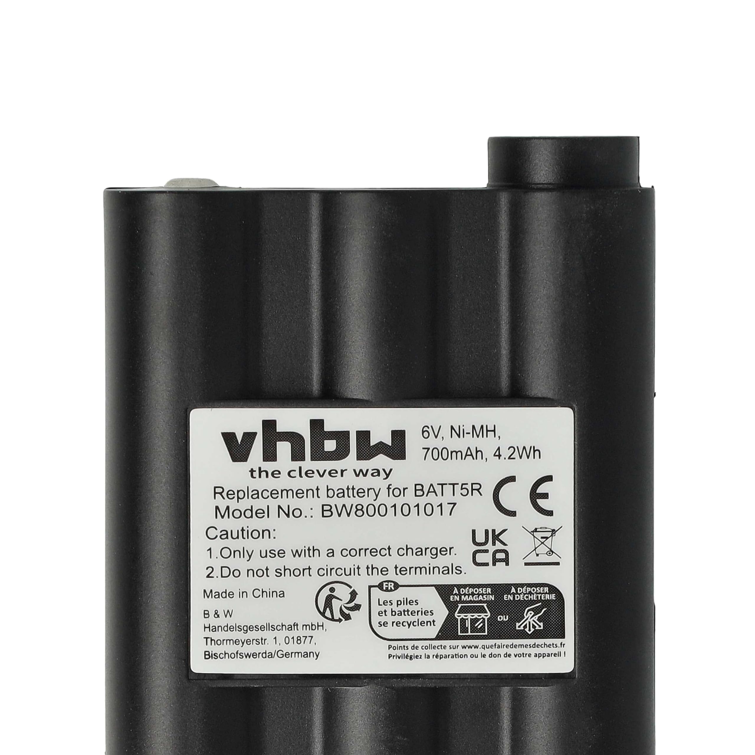 Alan Midland GXT-1000 G9 G7 XT PMR LPD GXT-1050 Atlantic Radio Batteria 700mAh 6V NiMH vhbw 5x