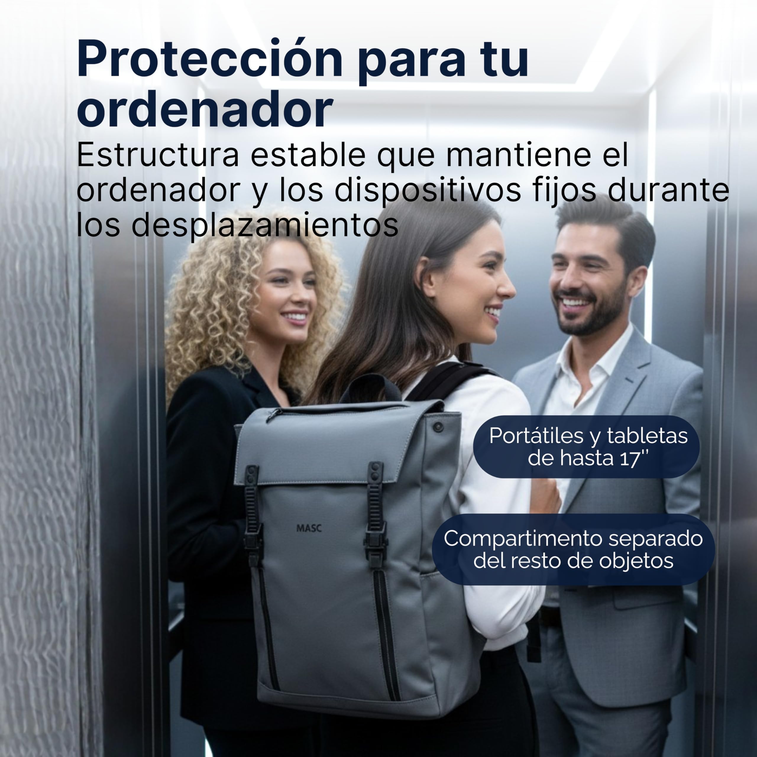 Mochila de Trabajo Impermeable, Mochila para Portátil ideal para la Oficina y la Universidad - Mochila de Viaje de Gran Capacidad 22L