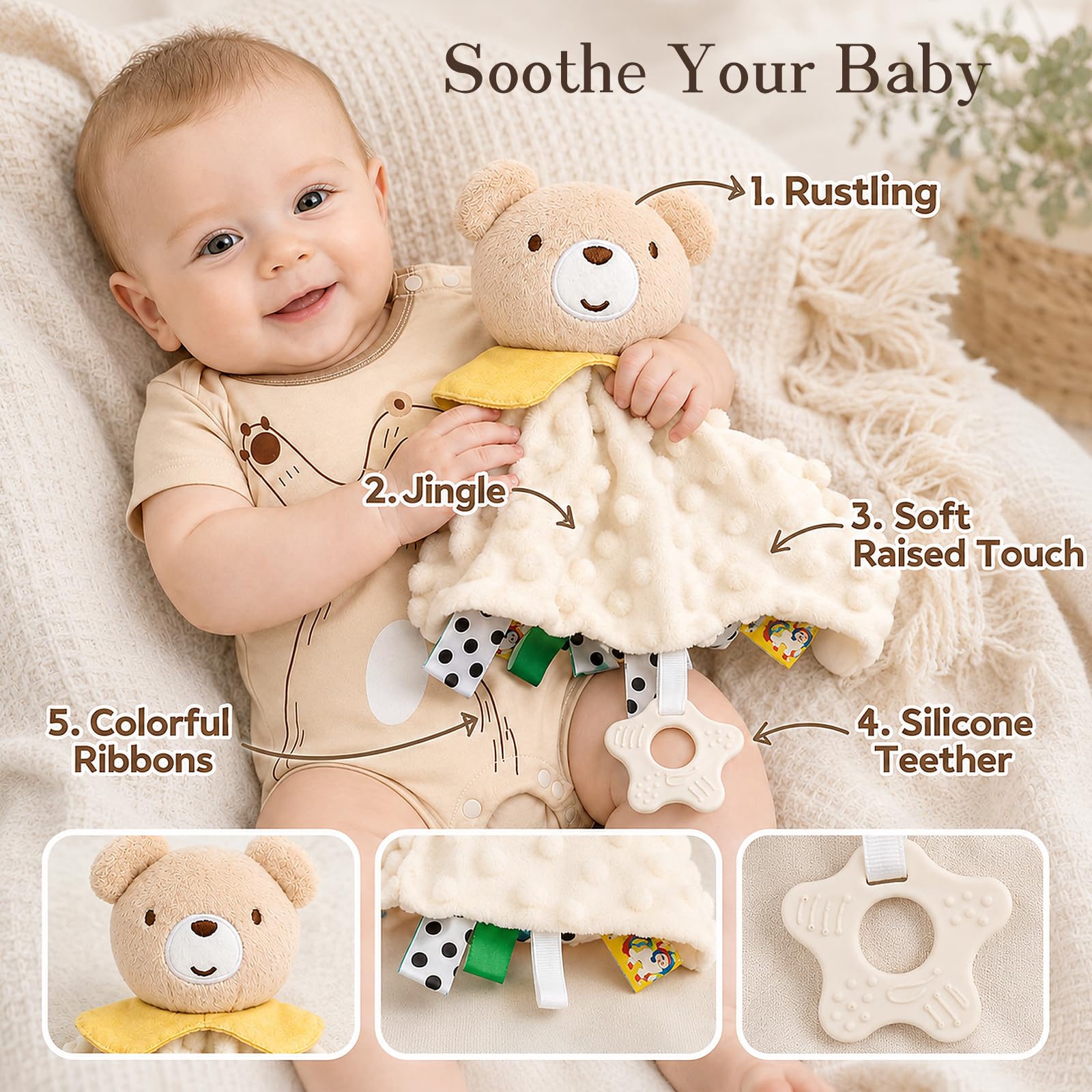 Set Regalo Neonato Nascita, Regalo Nascita per Bimbo e Bimba | Pagliaccetto Neonato, Doudou Neonato con Massaggiagengive, Calzini Neonato, Bavaglino, Sonaglio Neonato e Biglietto Auguri