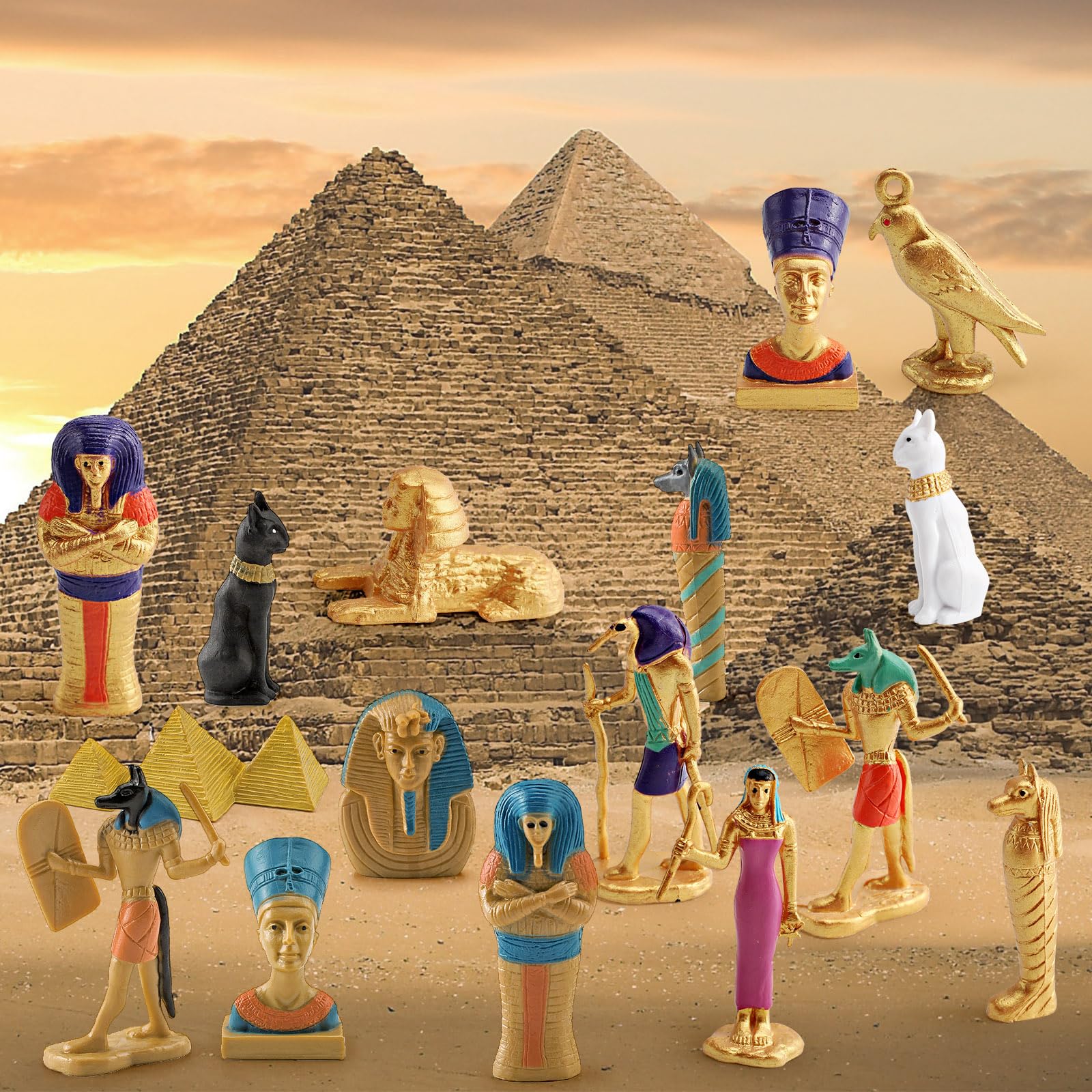 Amazon.com: WONWONTOYS 24PCS Egyptian Figurines Set Egypt Pyramids