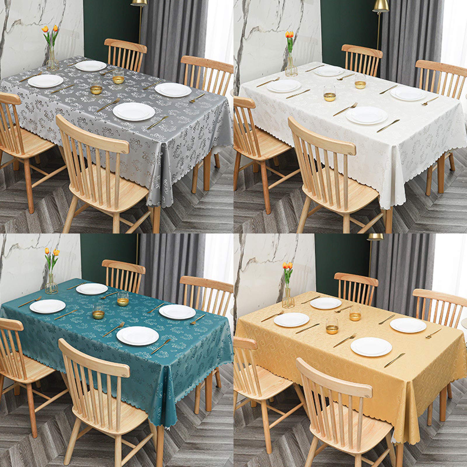 Manteles Mesa Antimanchas Impermeable PVC Anti Caliente Nórdico o para Cocina Comedor White C 140 × 180cm