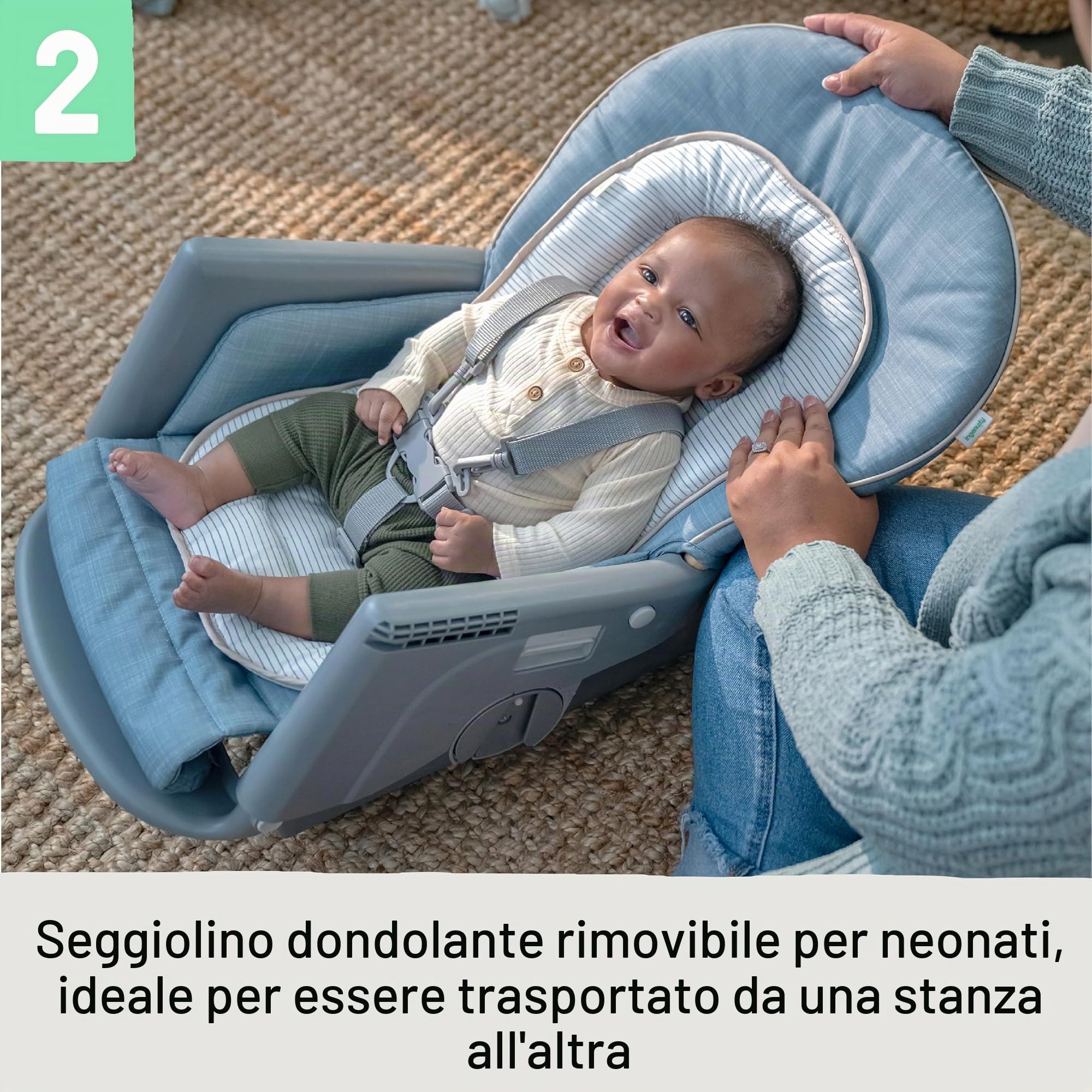 Ingenuity, Seggiolone Proper Positioner Deluxe, seggiolone convertibile 7 in 1, gambe stampate in finto legno, unisex, 0-36 mesi