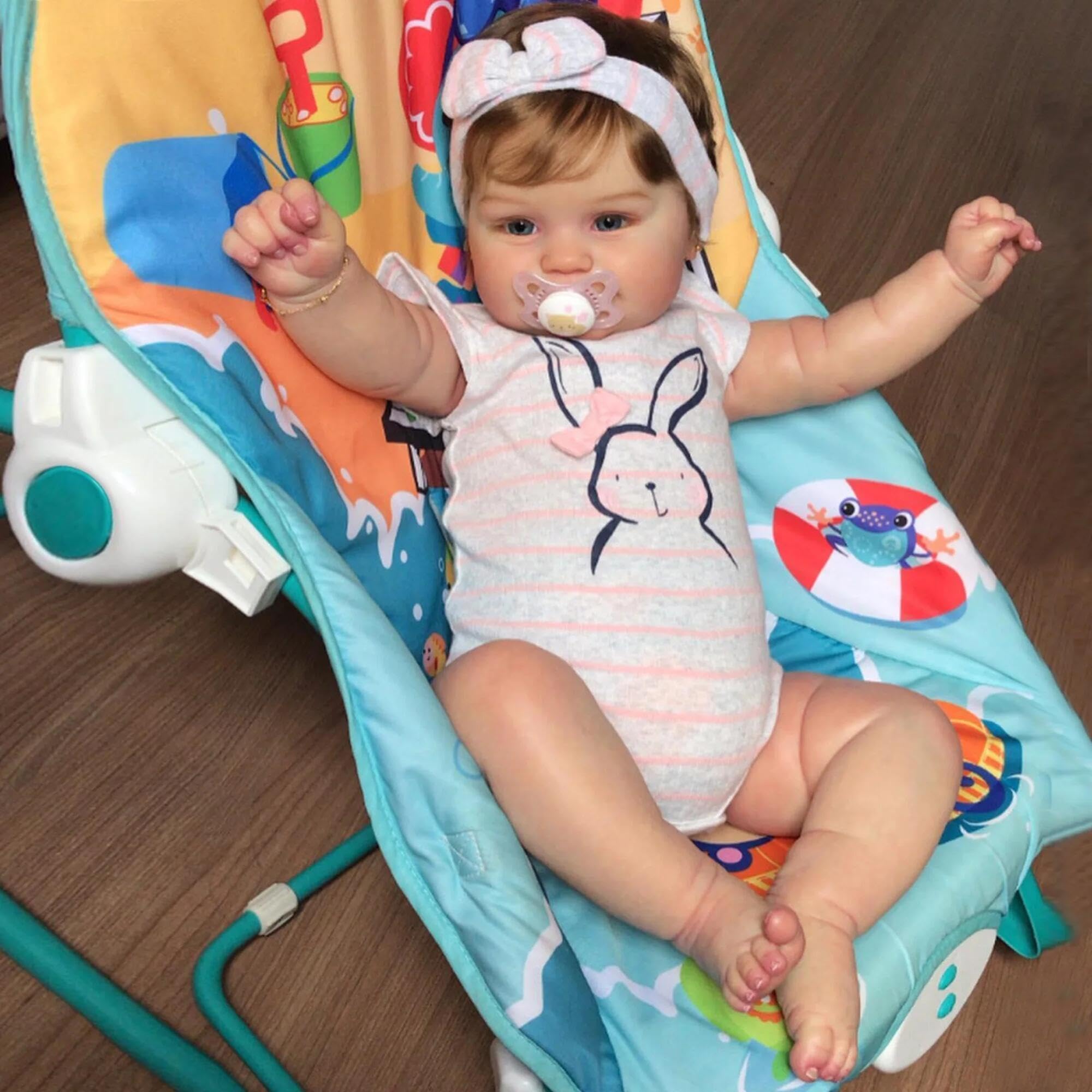 Zero Pam Muñecas Bebe Reborn Realista con Pelo 50 CM Dulce Sonrisa Bebe Reborn Niña Bebé Reborn Cuerpo Completo Vinilo con Los Ojos Azules Abiertos Que Parece Real Bebés Recién Nacido Toddler