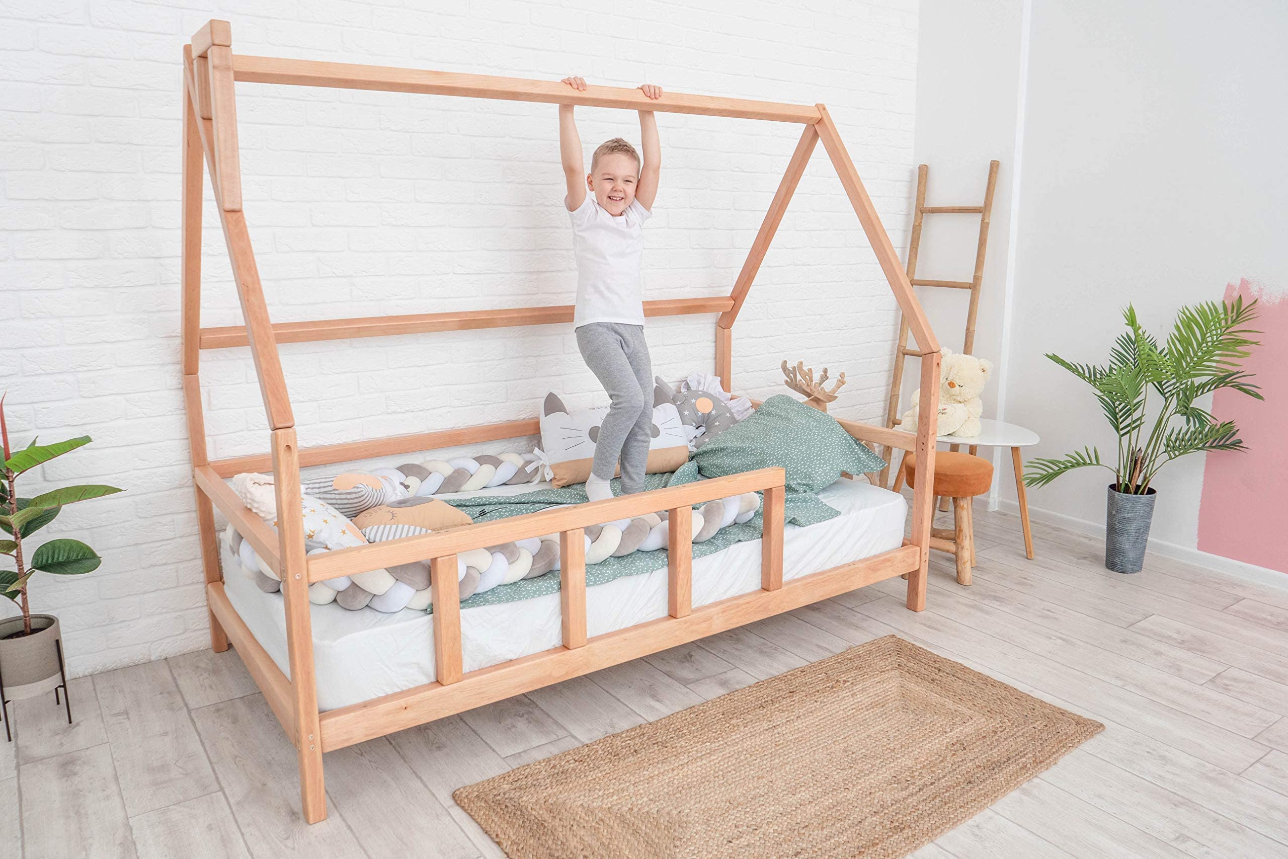 Buy Montessori Bed For Toddlers Wooden House Bed Frame Twin Bed Bed Montessori (Model 1