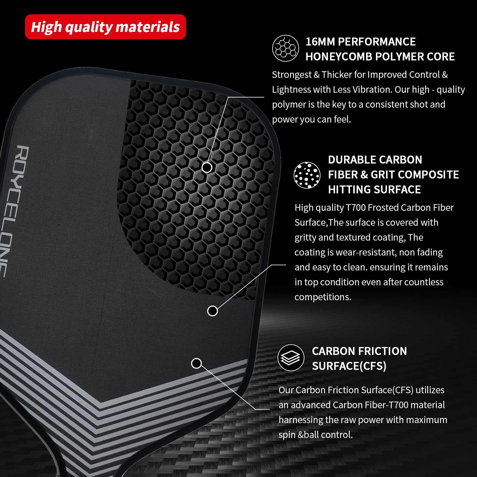 Amazon | ピックルボールパドル ピックルボールラケット T700 カーボン