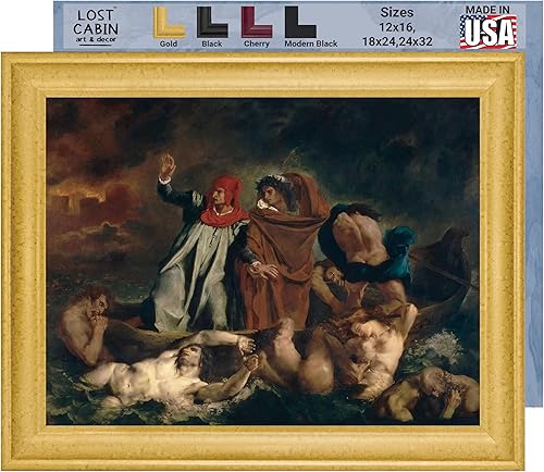 Lost Cabin Dante & Virgil in the Underworld por Eugene Delacroix  Impresión en marco biselado dorado  Reproducción de pinturas de obras de arte