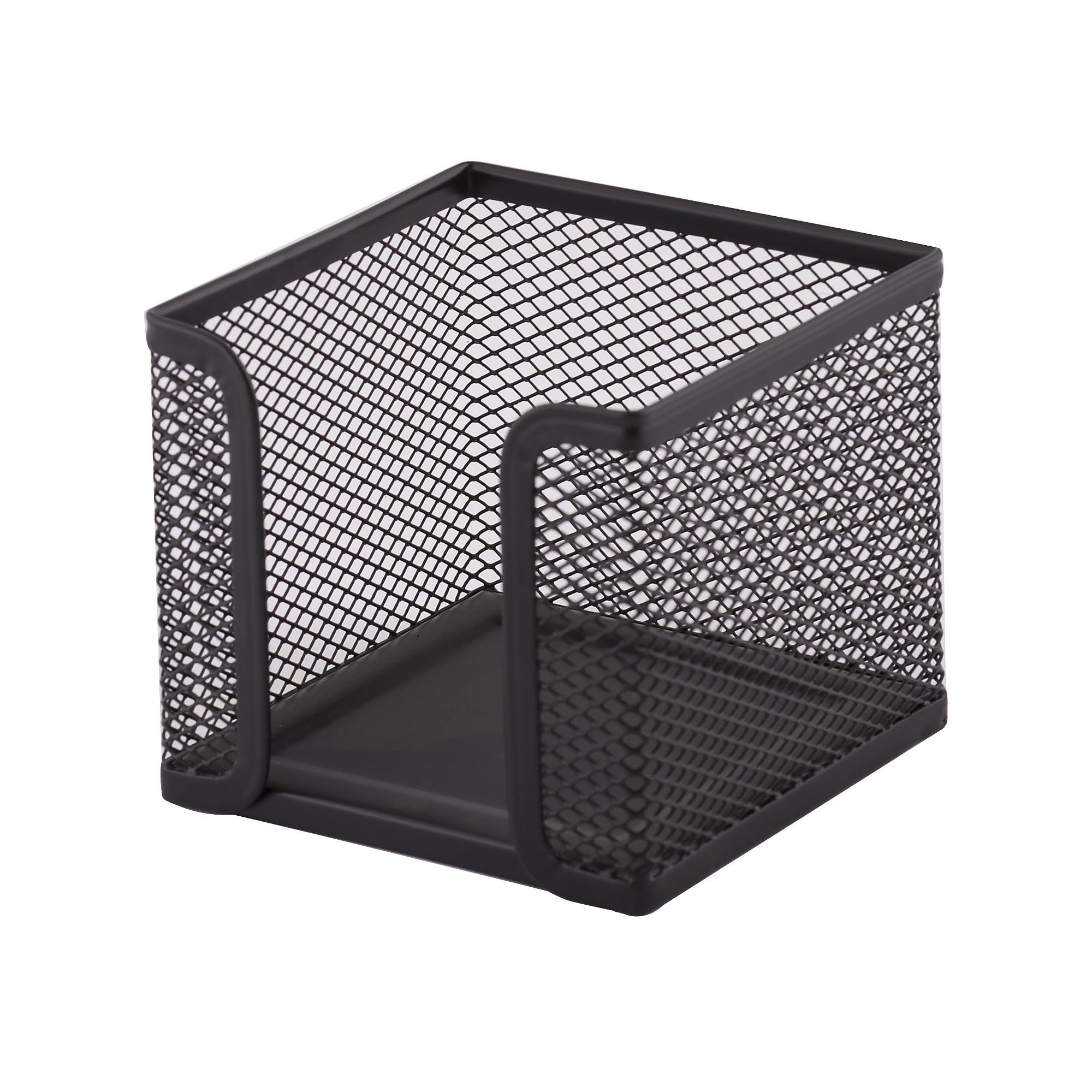 D.RECT KOMO Metal Mesh Note Cube Holder – Desk Organizer for Sticky Notes, Durable Steel Construction, Space-Saving Design, Black