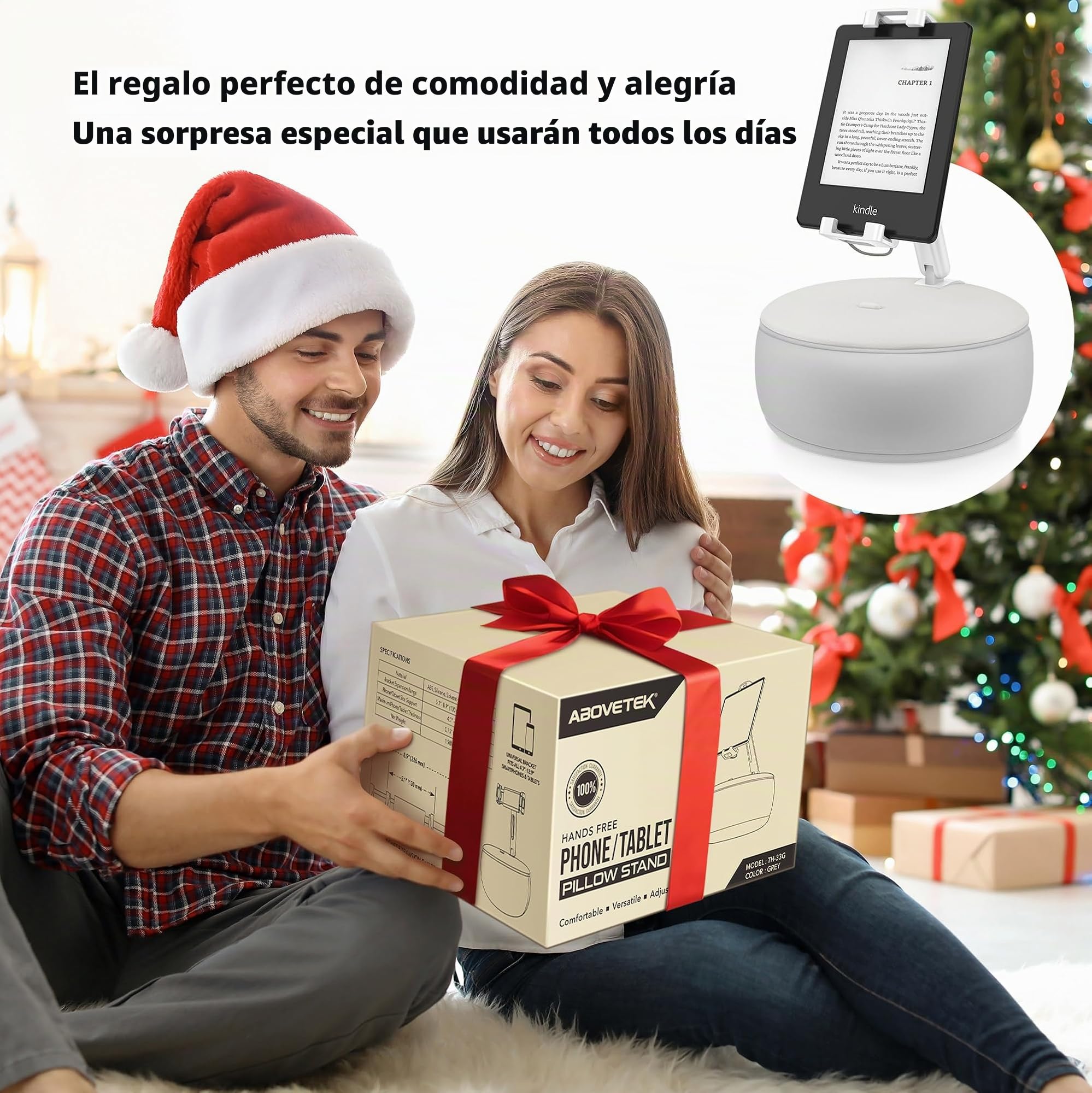 AboveTEK Soporte con Cojín para Tablet e iPad, Almohada para Cama, Sofá y Regazo, Giratorio 360° y Brazo Ajustable 180°, Manos Libres para Kindle, Tablets y Móviles de 4,7" a 12,9"