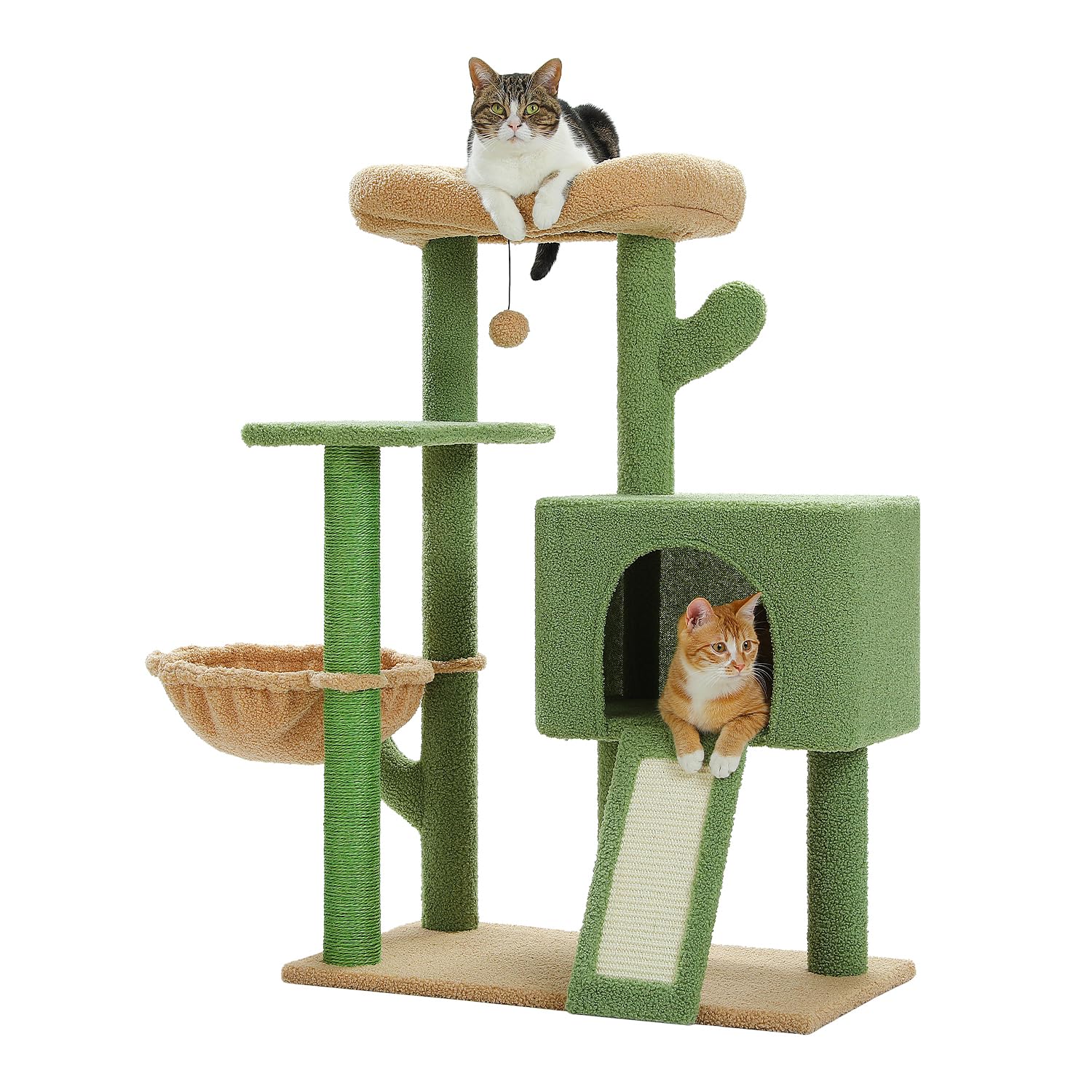 PAWZ Roadame PAWZ Road 104 cm Cactus Cat Tower with Sisal Covered  Scratching Post and Cozy Condo for Indoor Cats, Cat Climbing Stand with  Plush Perch
