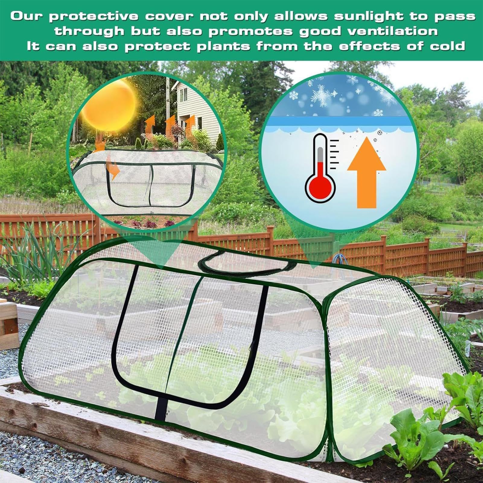 Invernadero Portátil Protectora Impermeable | Cubierta de Invernadero para Bancal Elevado Para Interior y Exterior, Jardín, Patio, Balcón, Verduras, Flores, Frutas y