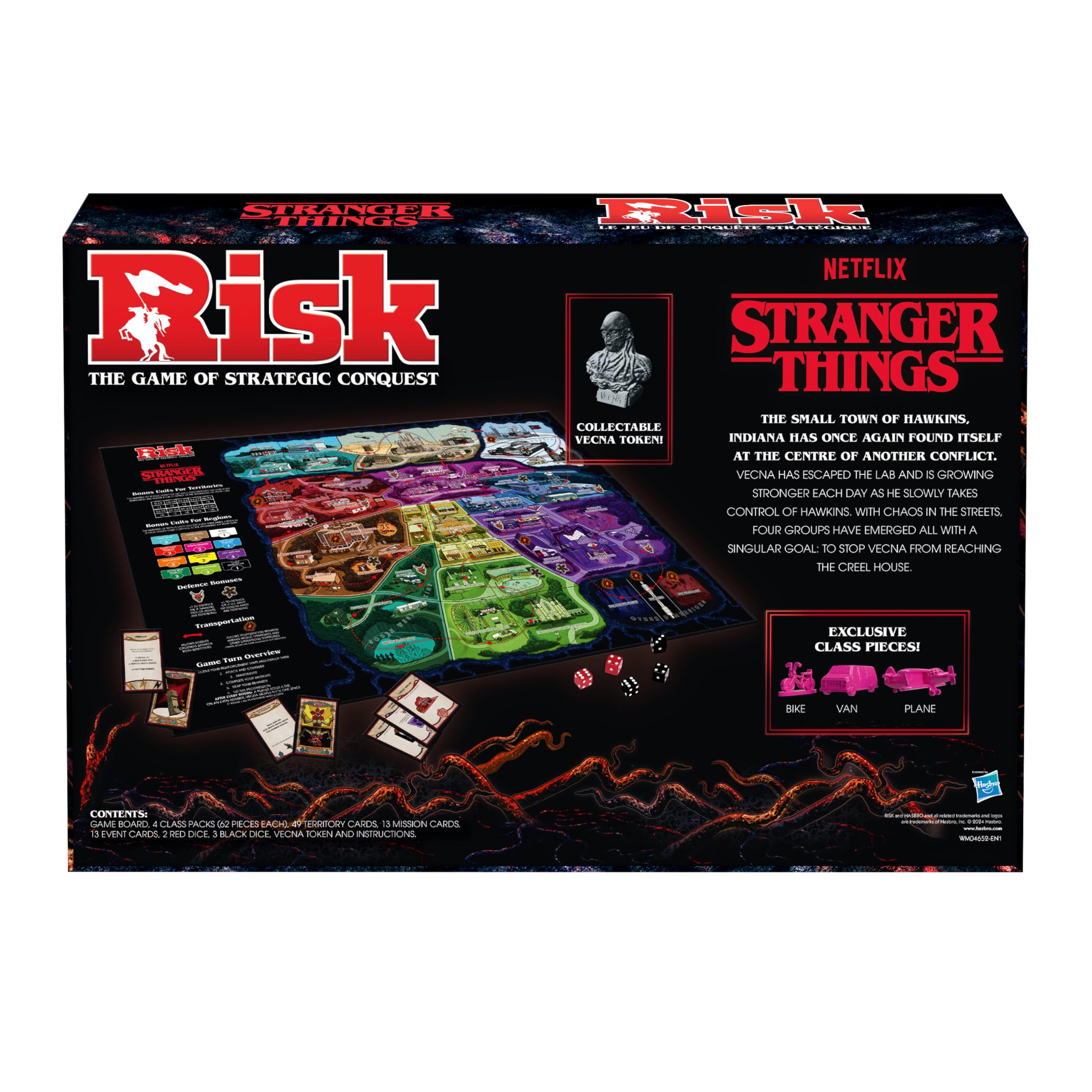 Stranger Things RISK gra planszowa rodzinna gra strategiczna wykorzystuje taktykę, dyplomację i zasoby 2-5 graczy i stanowi świetny prezent dla fanów w wieku od 15 lat
