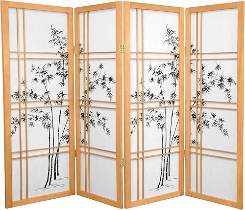 Miniatura 2 de Pantalla corta Shoji de bambú para árbol de 4 pies natural 4 paneles