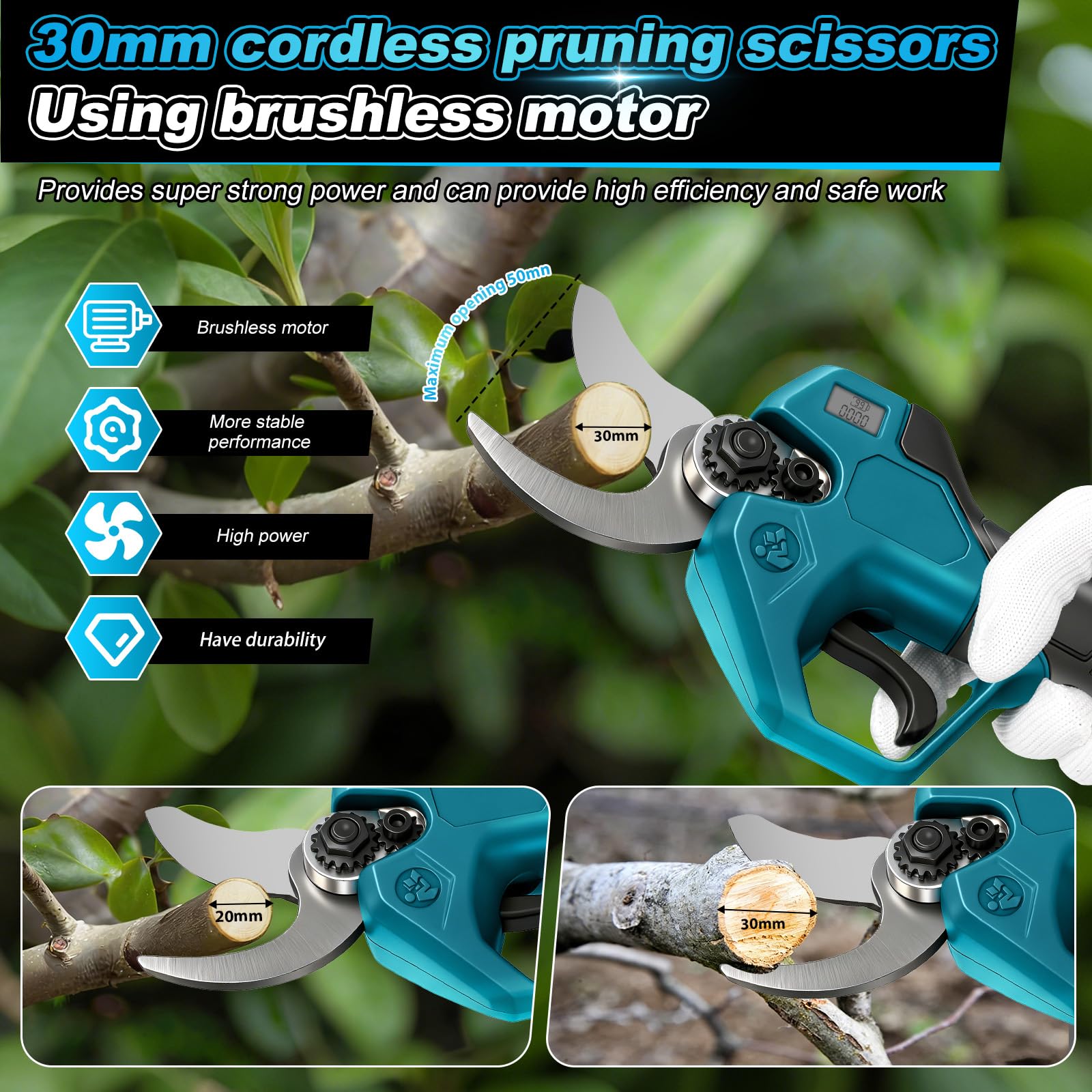 Cortasetos y podadora eléctrica con batería 5 en 1 con mango extensible, compatible con Makita 18 V, longitud ajustable de 100 a 200 cm y cabezal giratorio de 0 a 180°, cortador de setos eléctrico