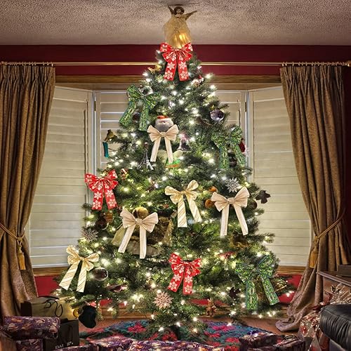 Miniatura 3 de Cintas de Navidad 4 rollos de cinta de 24 yardas con borde con alambre para impresión para coronas, arco para arco floral, manualidades, suministros