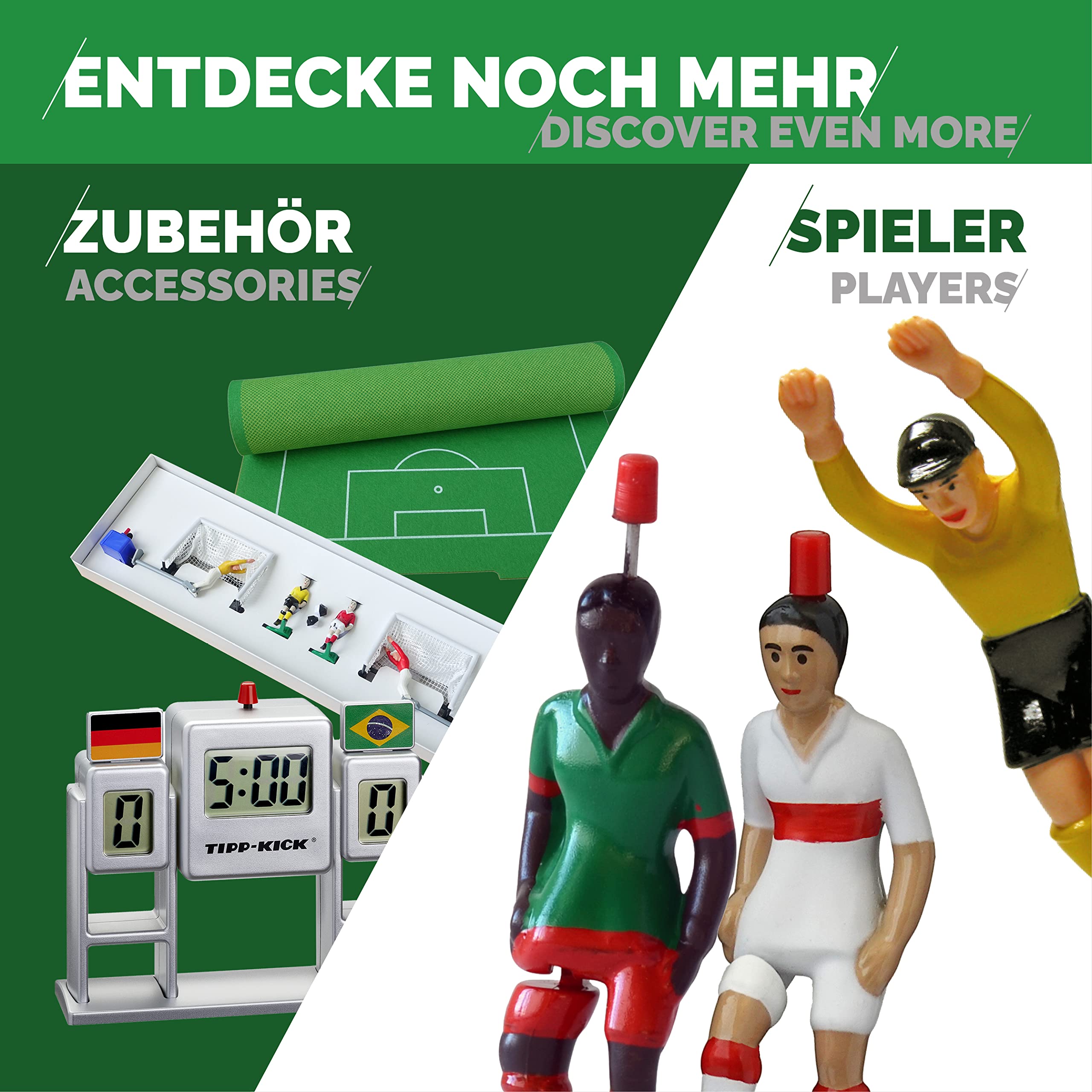 TIPP-KICK Super Cup Espana Tischfußball-Set - extra-großes Spielfeld, spanische Top Kicker, Torwarte Toni, Tore, Bälle, Halbzeituhr