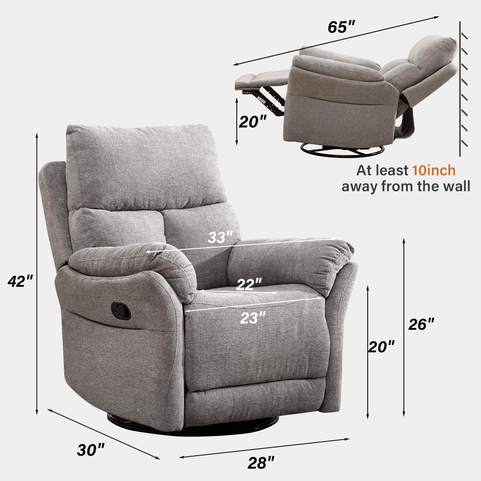 Amazon.com: ANJ Swivel Rocker Recliner Nursery Chair, Manual