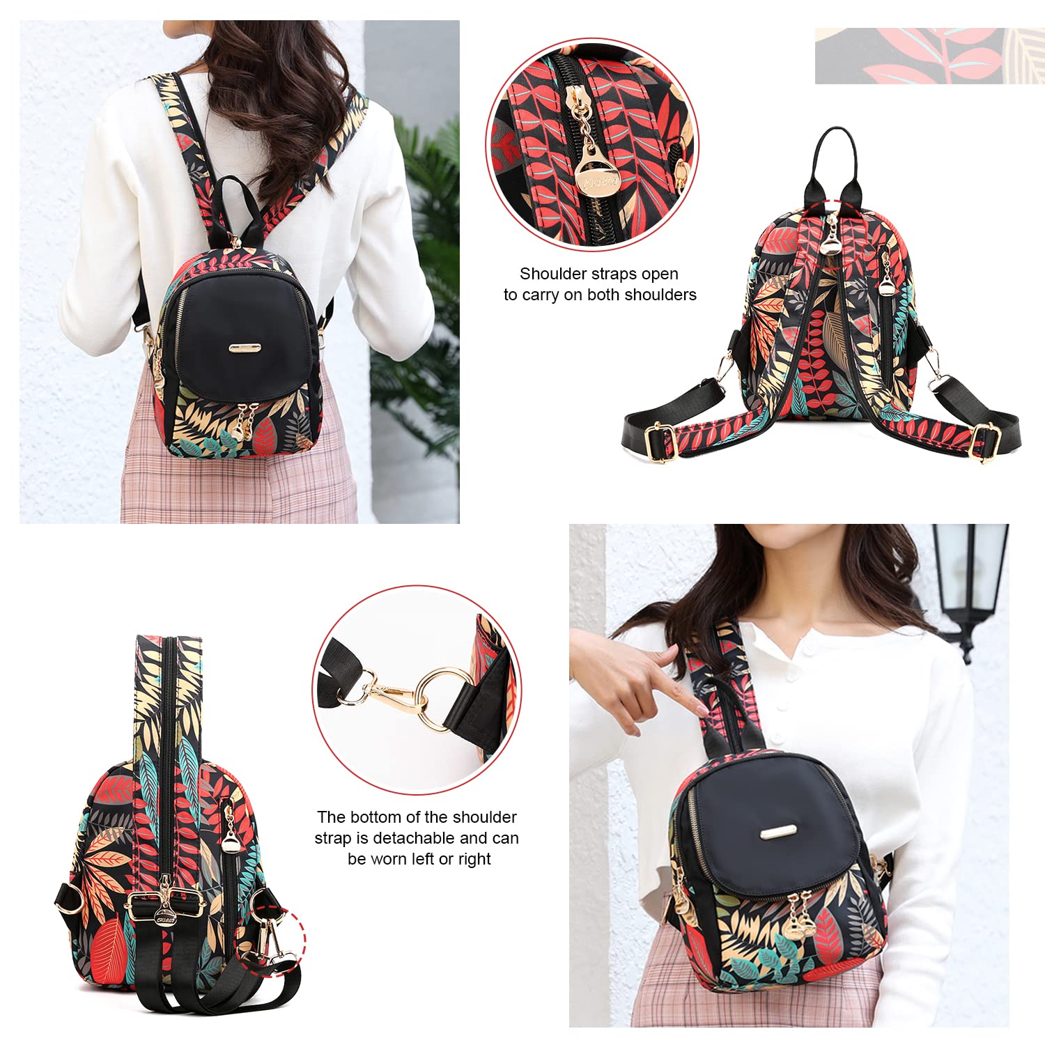 LHHMZ Femmes Mode Sac À Dos Petit sac à dos convertible multifonction pour filles Sacs à dos décontractés Sacs à bandoulière Sac à bandoulière