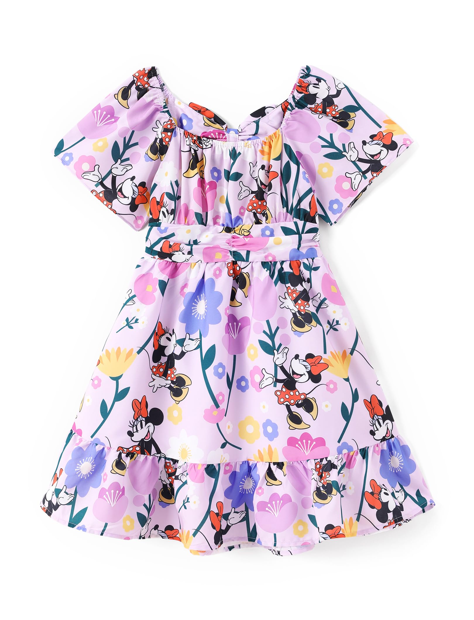 Disney Princess Frozen Minnie Mouse Lilo and Stitch Girls' Tulle Dress Elegant Ruffle Short Sleeve Summer Clothing 2-13 Years