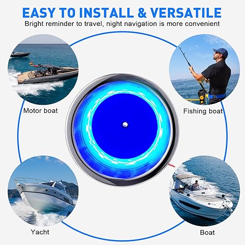 Miniatura 7 de Portavasos LED de acero inoxidable, 6 unidades, con drenaje, para barco, yate, coche, cámper, camión, caravana, luces azules