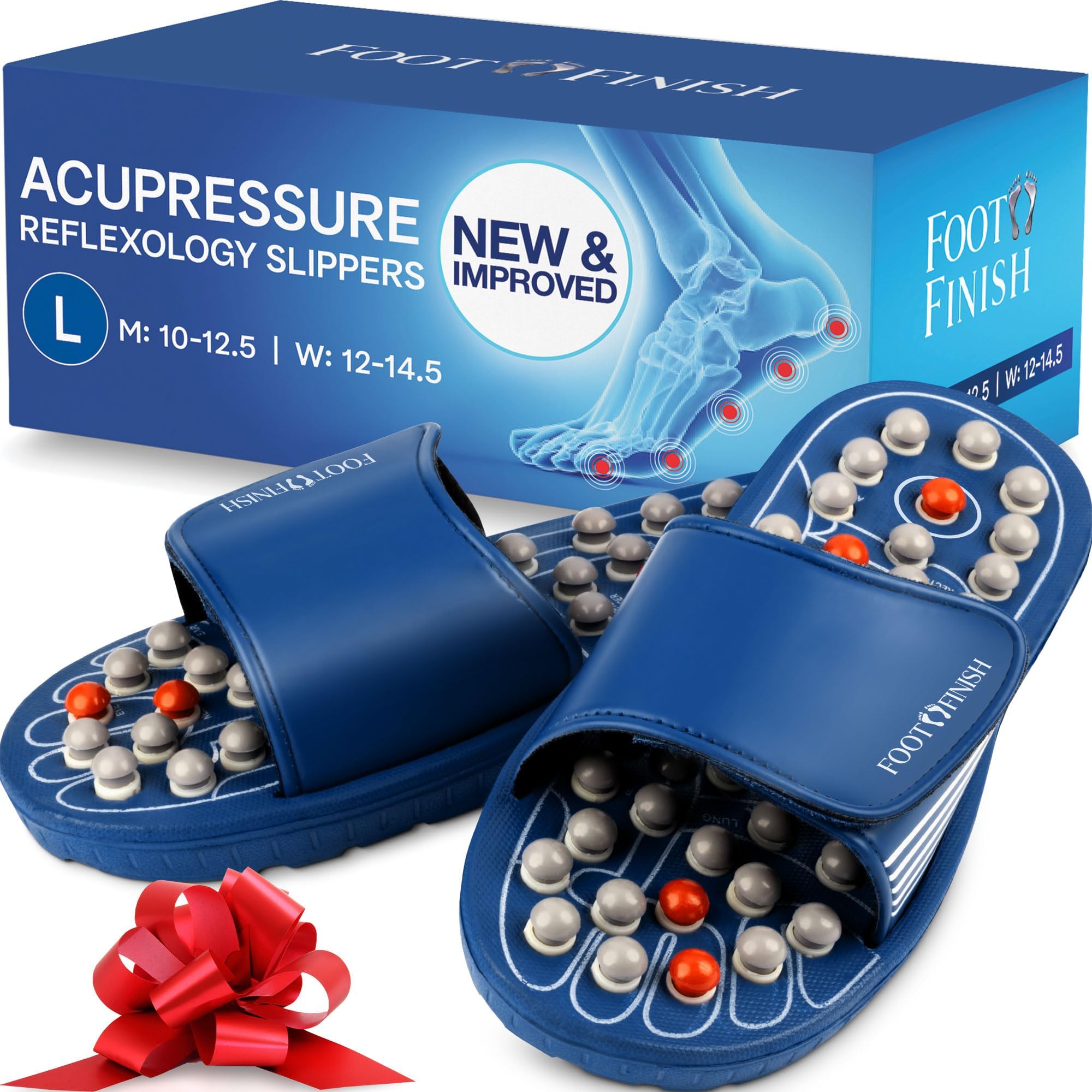 Foot Finish Acupressure Slippers & Reflexology Sandals for Back Pain, Heel Pain, Foot Pain Relief & Well Being- Plantar Fasciitis Shoes Provide Deep Tissues Massage Designed for Men & Women (SIZE XL)